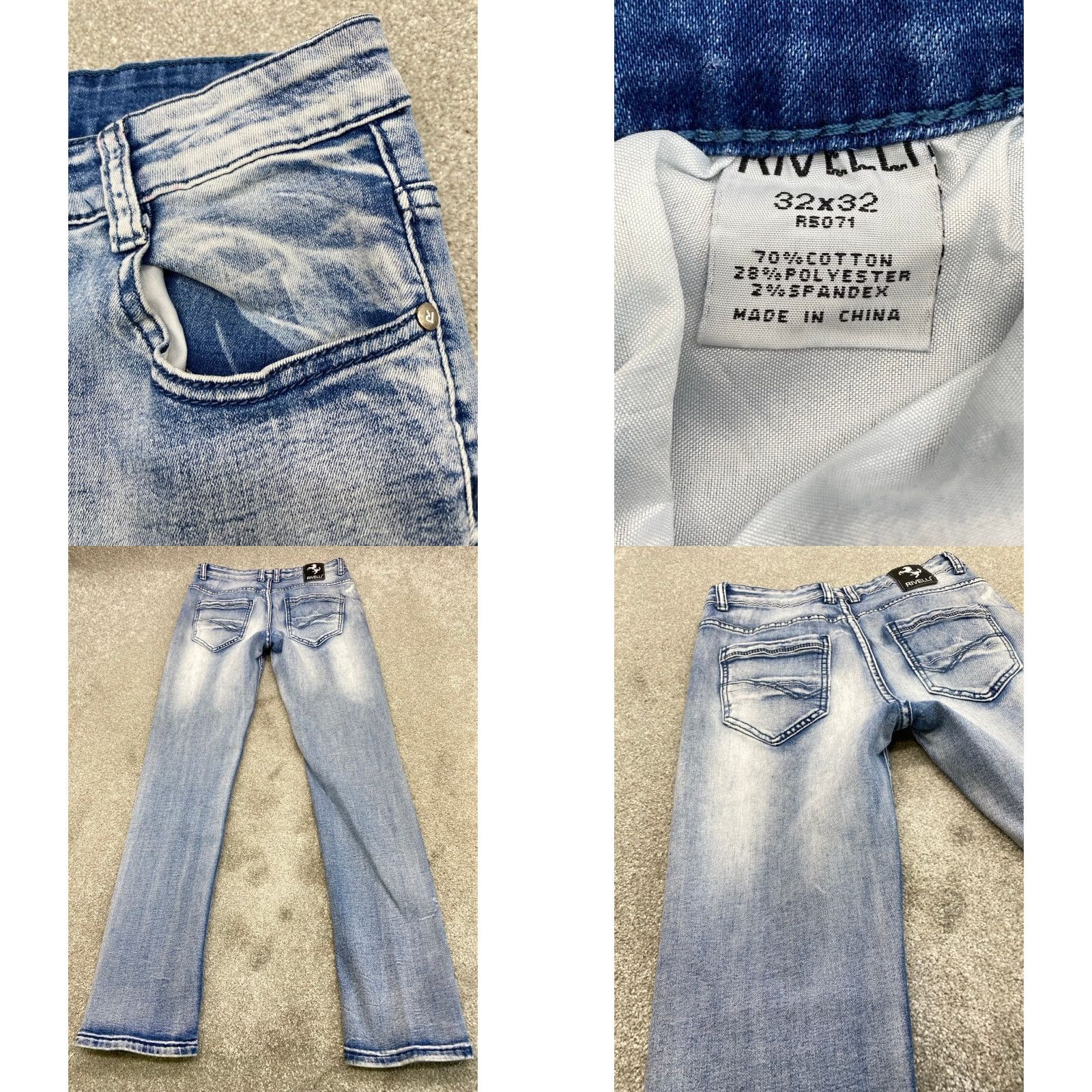 Denime Rivelli Jeans 32x32 Blue Denim Straight Slim 5808 Jeans Mens Regular 5-Pocket Stretch Cotton Polyester Spandex N/A Size US 32 / EU 48 - 8 Thumbnail