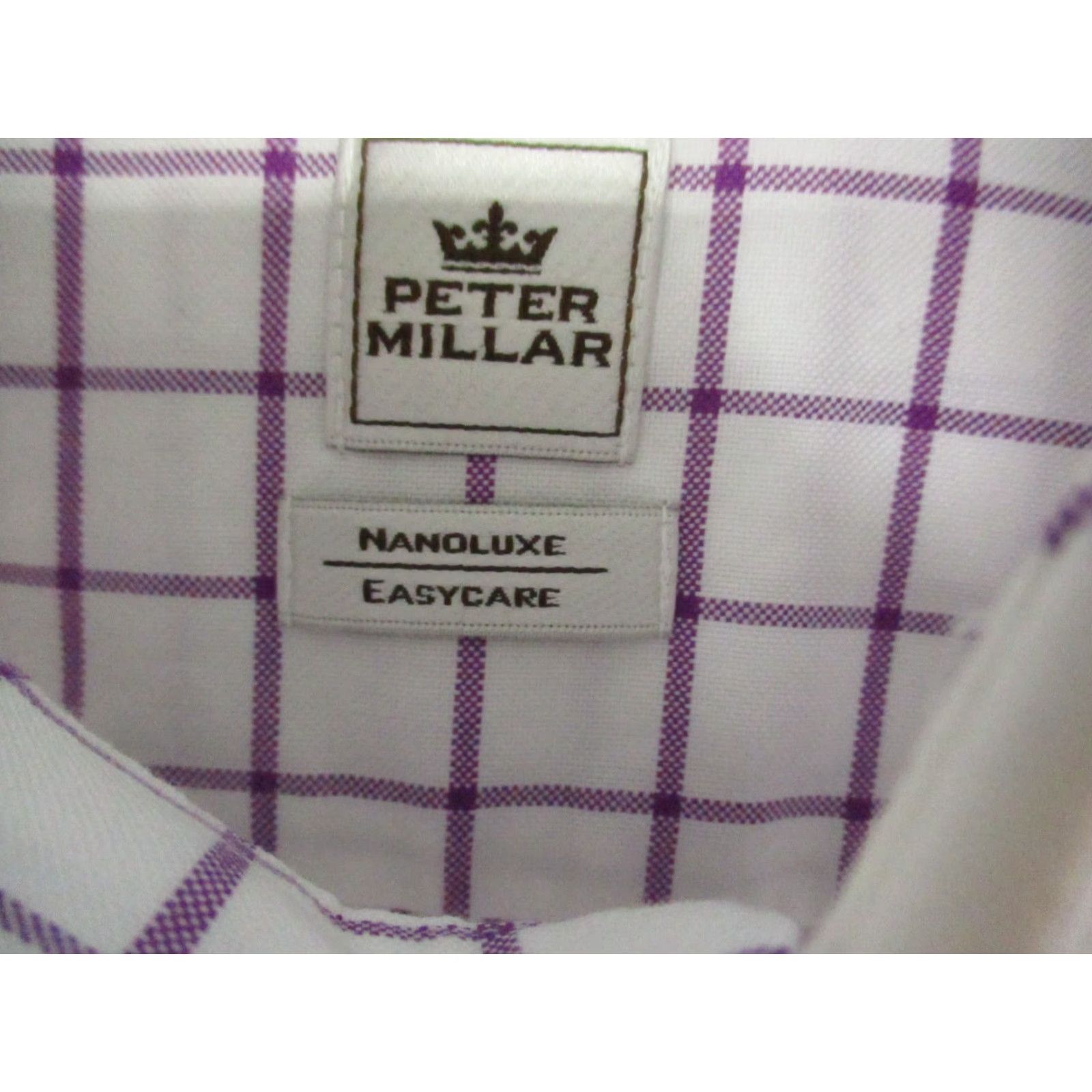 Peter Millar Peter Millar Nanoluxe Shirt Mens Large White Lavender Check Button-Up Shirt Size US L / EU 52-54 / 3 - 6 Thumbnail