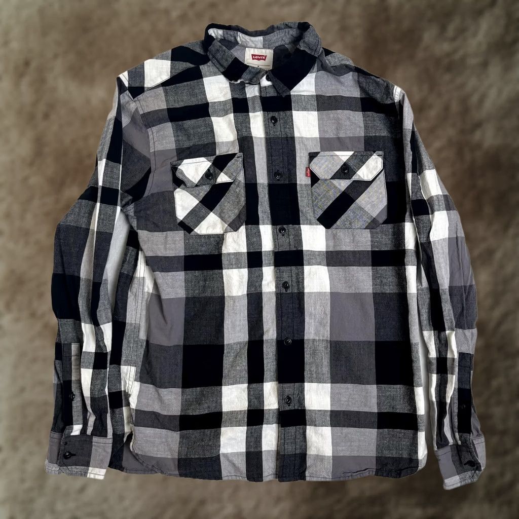 Levi's Levi's Shirt Mens Medium Gray Plaid Long Sleeve Button Front Casual Workwear Size US M / EU 48-50 / 2 - 1 Thumbnail