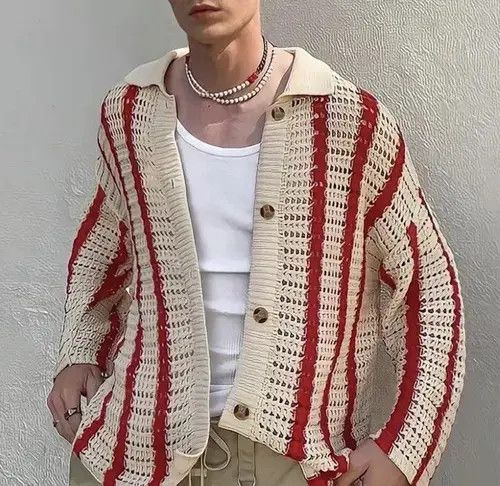 Other Knit Striped Jacquard Cardigan Size US L / EU 52-54 / 3 - 4 Thumbnail