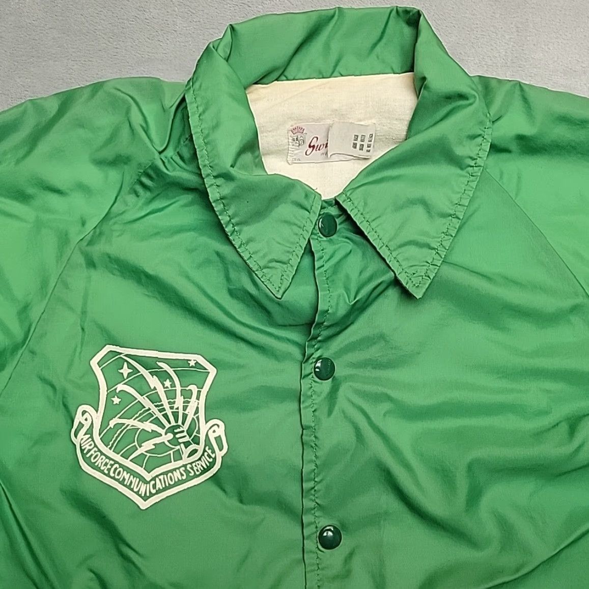 Vintage VTG Air Force Communications Service Coaches Jacket Mens M Green Made In USA Size US M / EU 48-50 / 2 - 2 Thumbnail