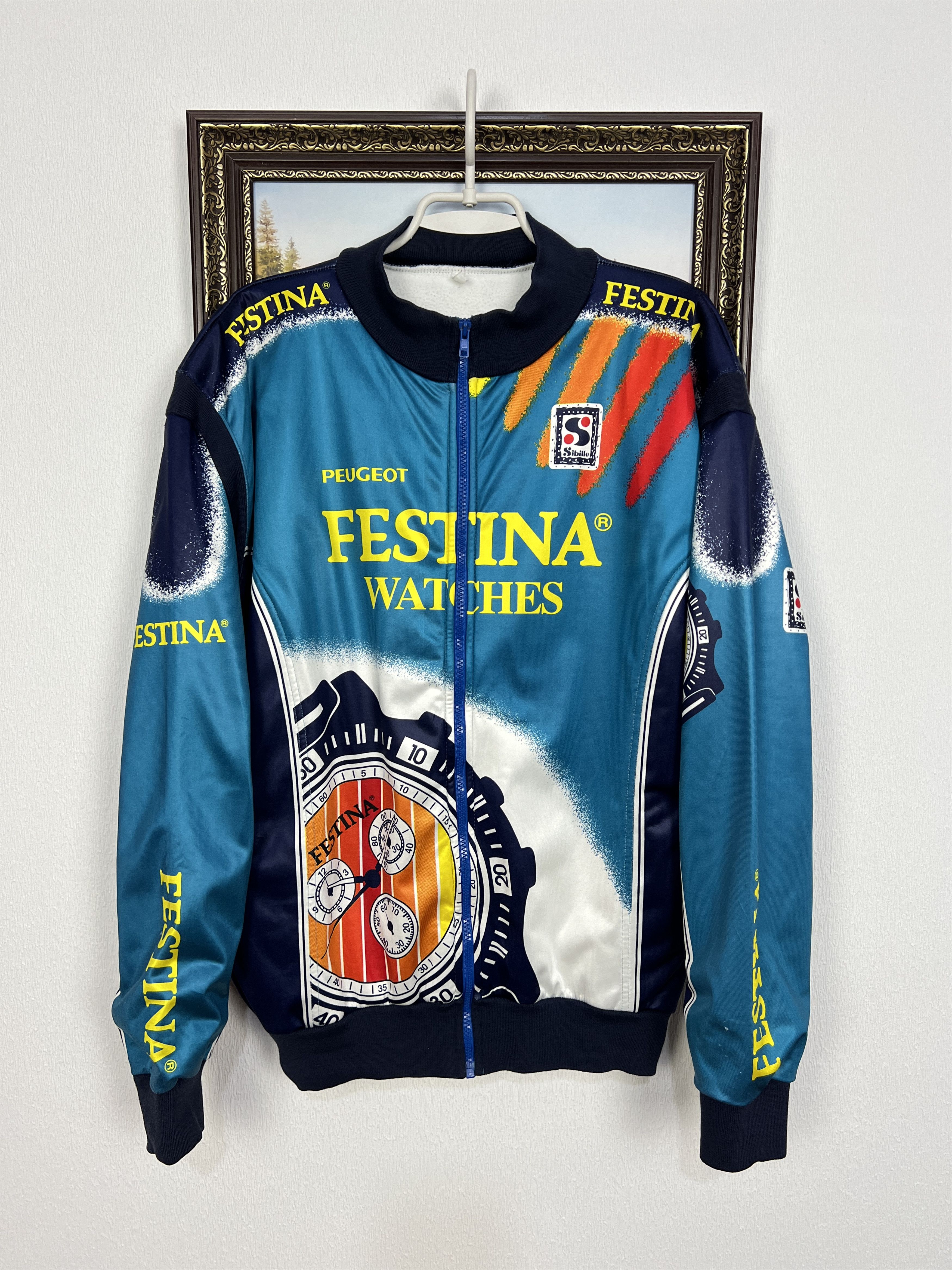 Vintage Festina Sibille Bike Jacket Cycling Long Sleeve Jersey Size US XL / EU 56 / 4 - 1 Thumbnail
