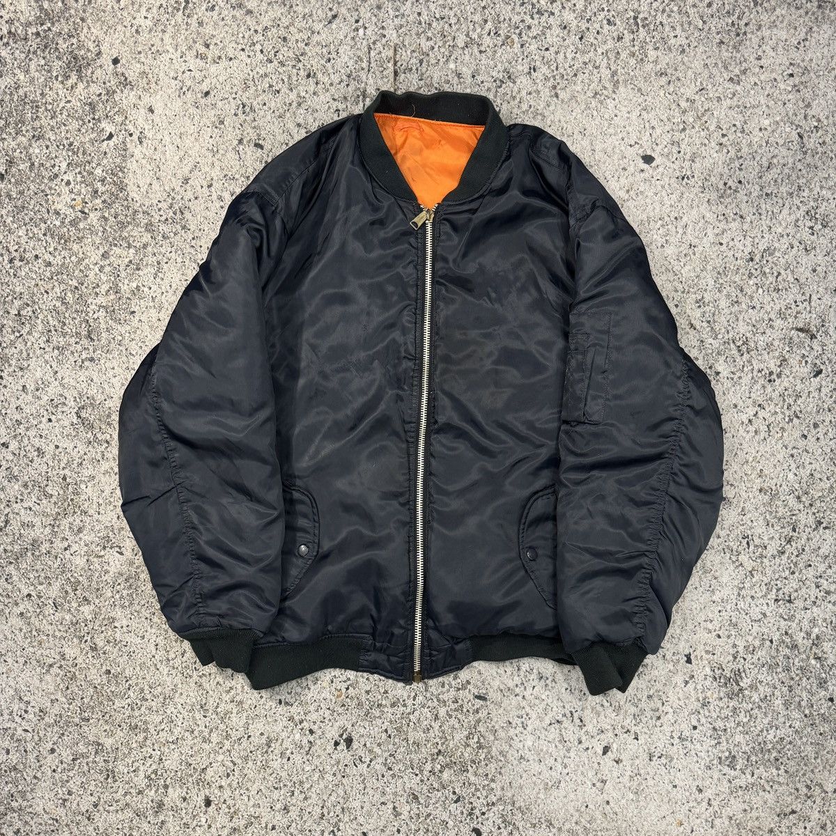 Vintage 90s Reversible MA-1 Faded Thrashed Distressed Bomber Jacket Size US XXL / EU 58 / 5 - 1 Thumbnail
