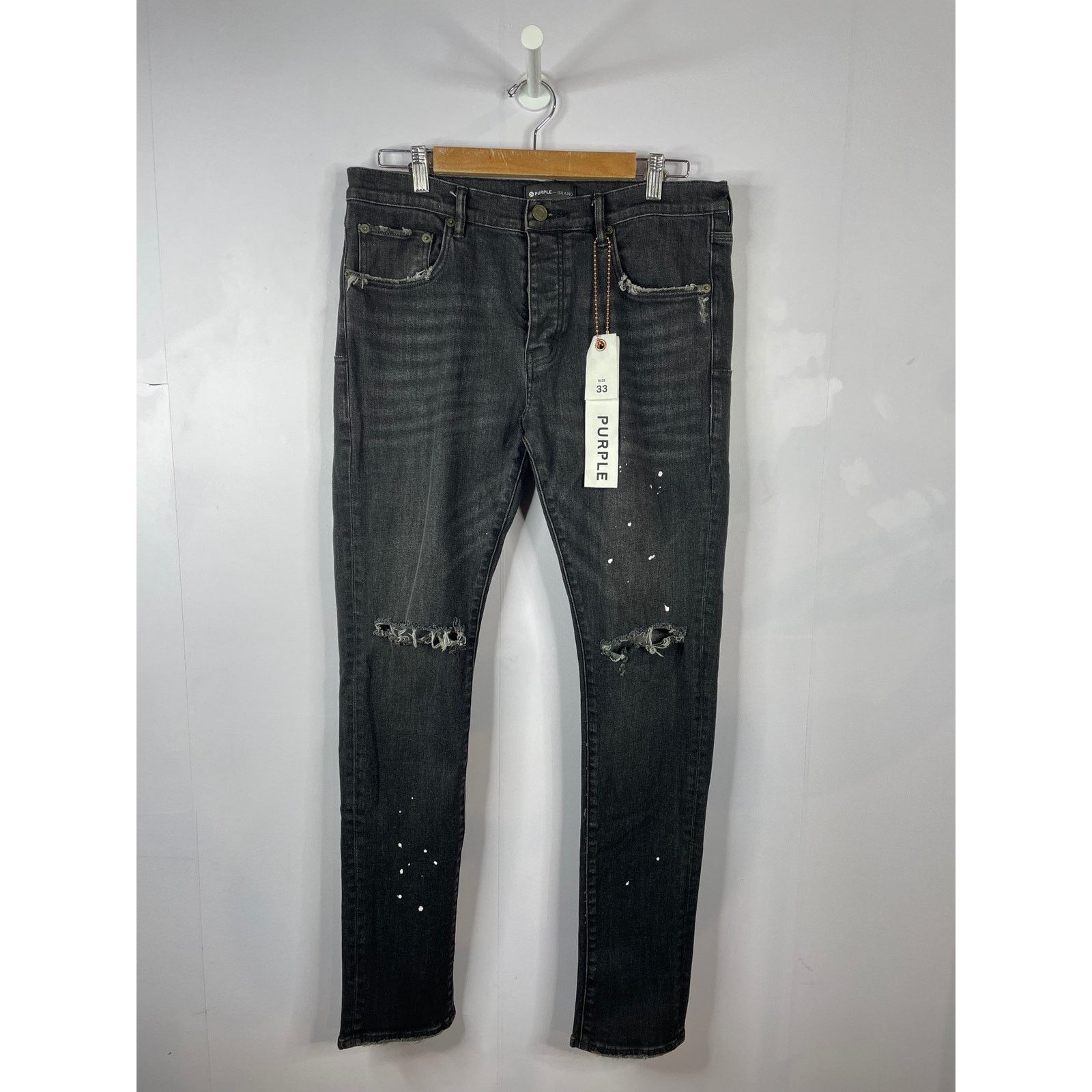 Ksubi Ksubi Washed Ripped Splatter Black Jeans Size US 33 - 1 Thumbnail