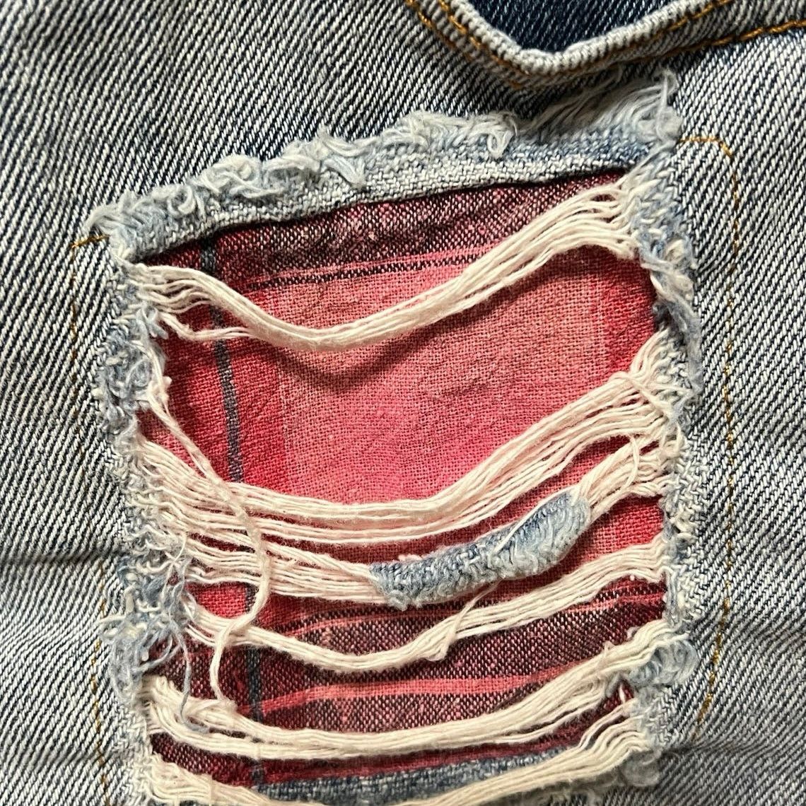 MINKPINK MinkPink women’s M shorts cutoff distressed patched denim Size 32" / US 10 / IT 46 - 8 Thumbnail