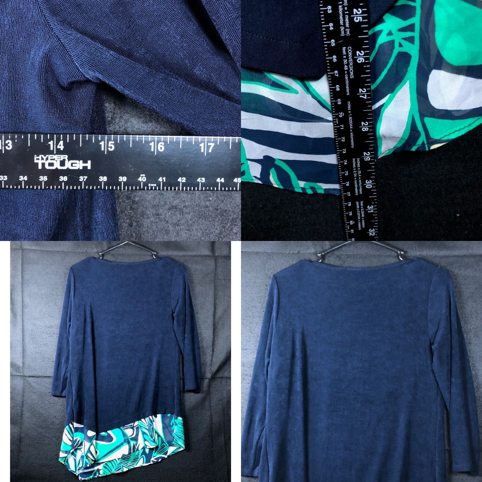 Vintage Chicos Travelers Women Blouse Blue 3/4 Sleeve Asymmetrical Hem Tunic Stretch S Regular Casual Workwear Travel Wedding Size S / US 4 / IT 40 - 8 Thumbnail