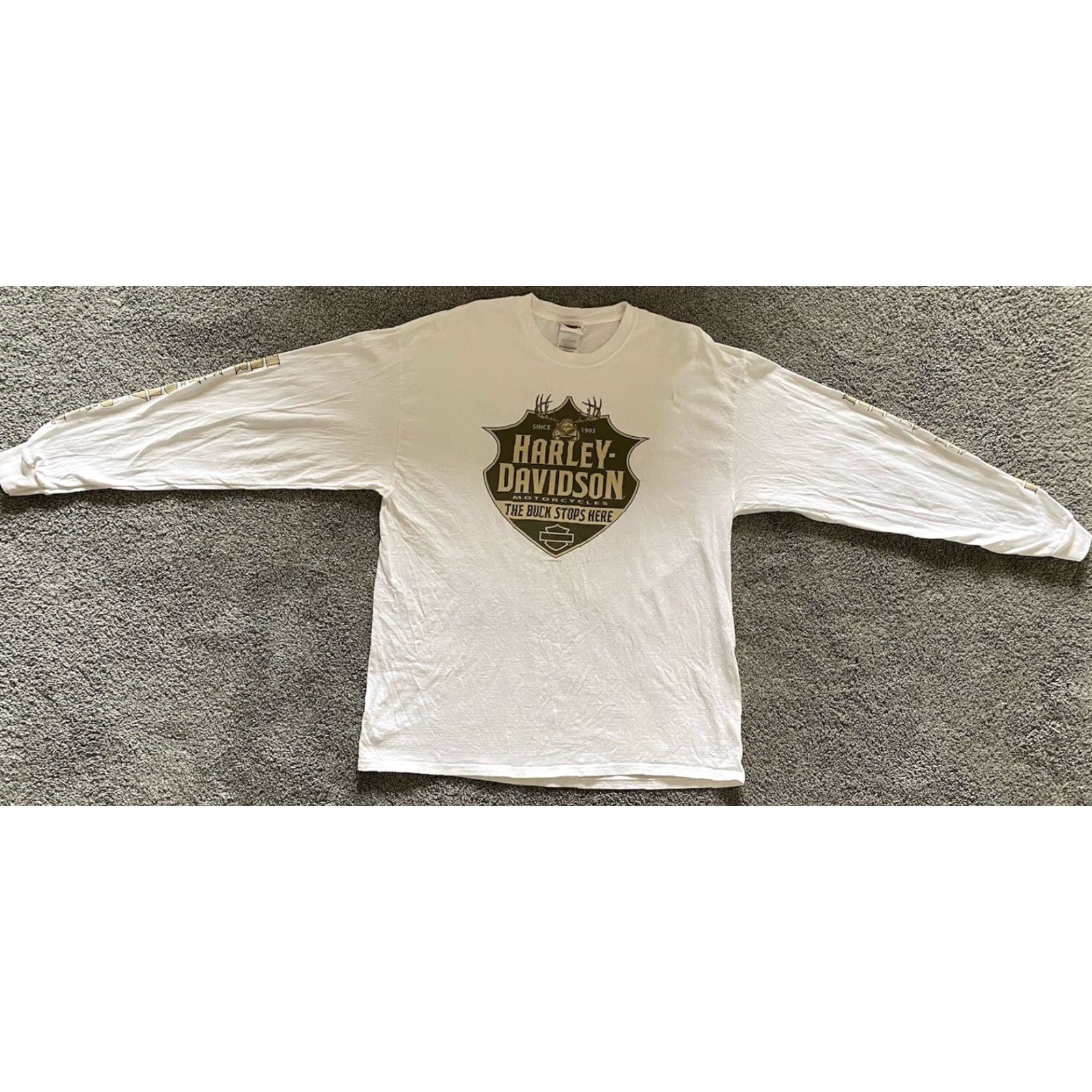 Harley Davidson VINTAGE Harley-Davidson Long Sleeve Shirt Mens XL Alaska Soldotna Kenai Peninsula White Biker Motorcycle 2010 Shirts Mens XL Size US XL / EU 56 / 4 - 3 Thumbnail