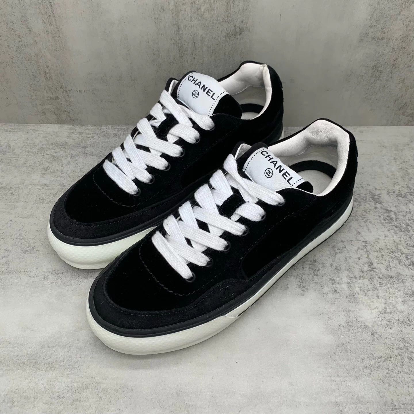 Chanel Platform Sneakers Black 38 EU 98 New