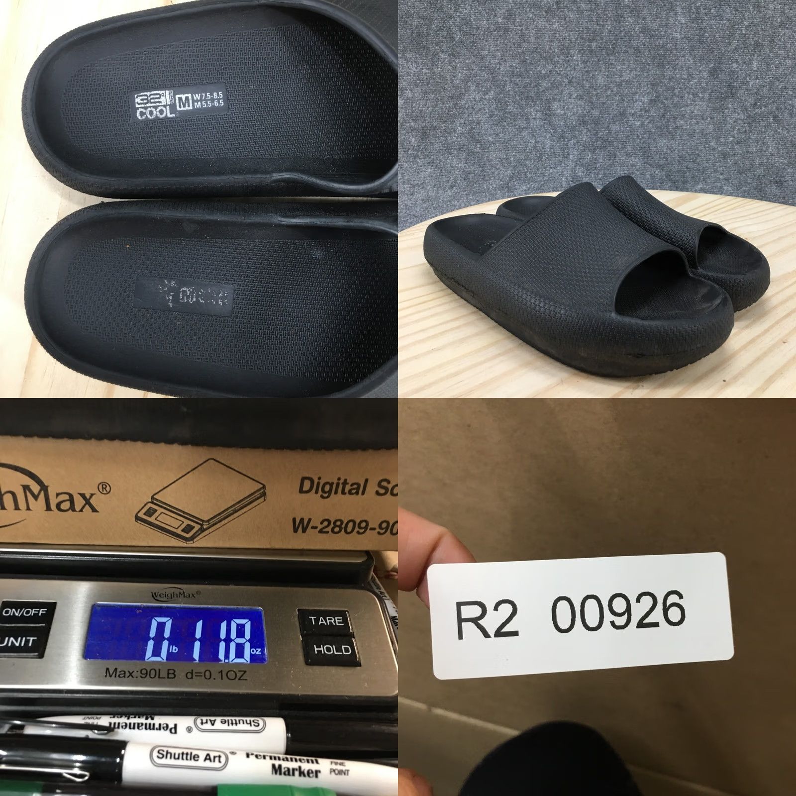 Vintage 32 Degrees Sandals Mens 5.5 Womens 7.5 Casual Slip On Slide Flat Black Rubber Mens Womens Slip On Sandal Flat Rubber Black 32 Degrees Size US 8 / IT 38 - 10 Thumbnail