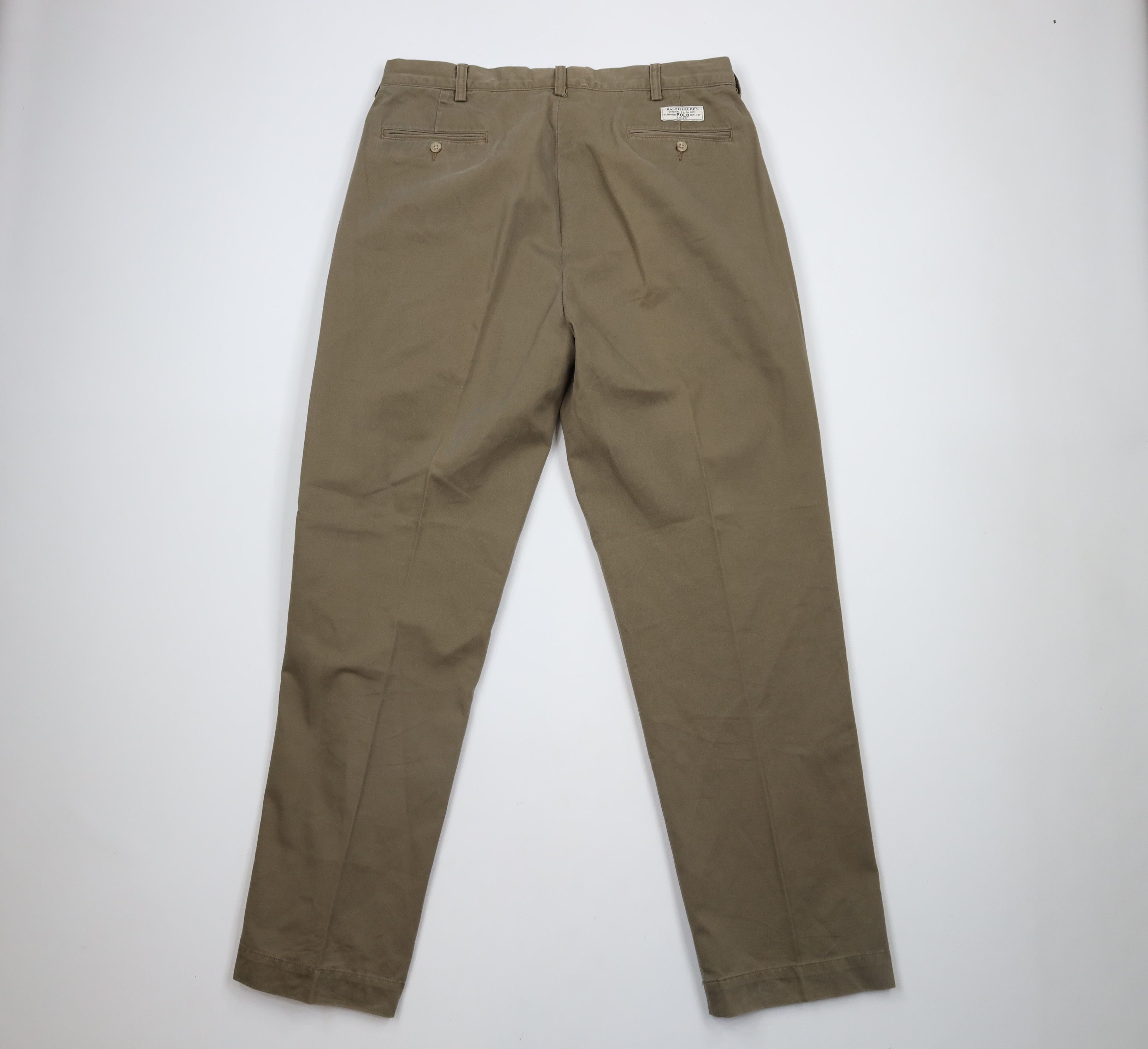 Ralph Lauren × Vintage Vintage 90s Ralph Lauren Wide Leg Chino Pants Drab Brown Size US 36 / EU 52 - 9 Thumbnail