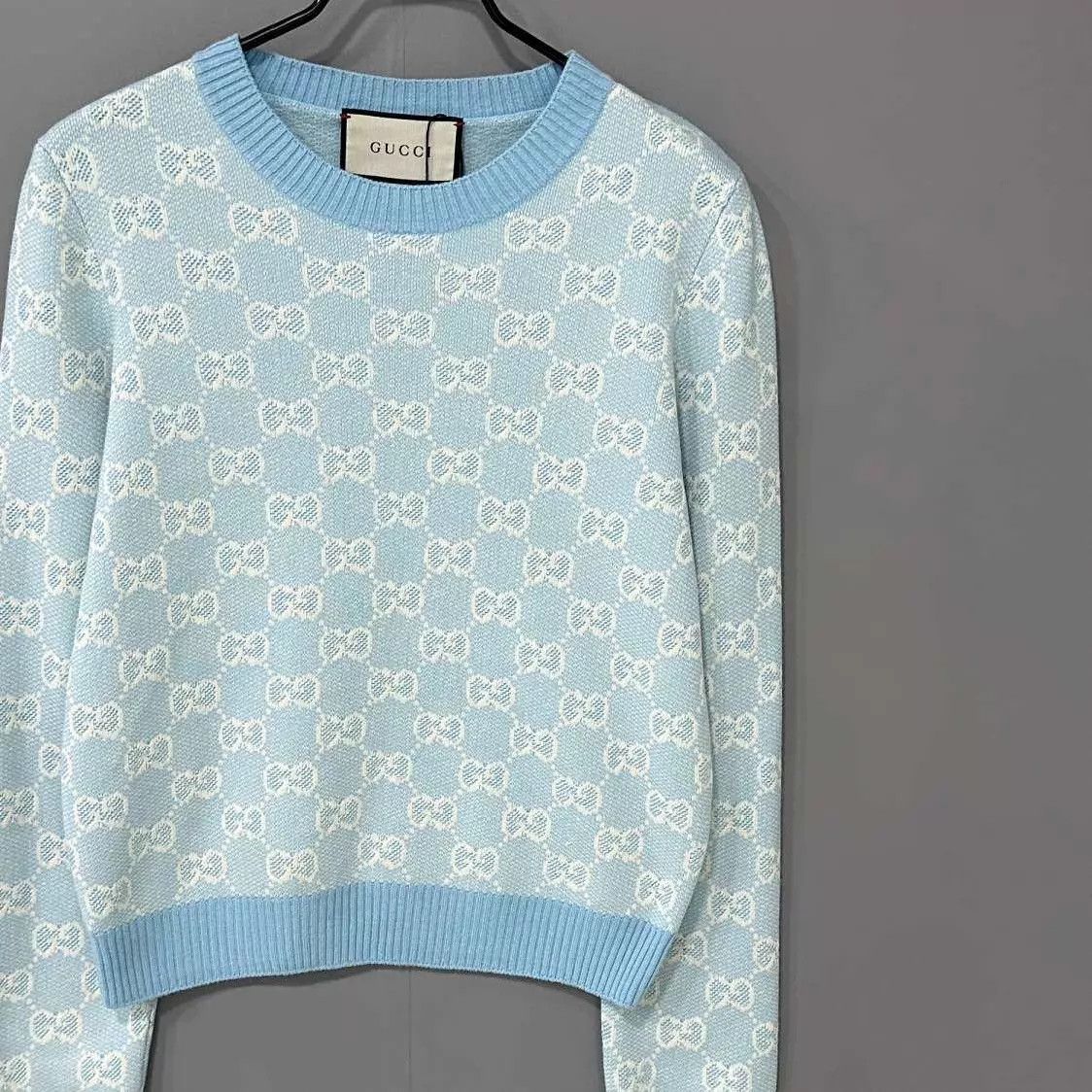 Gucci GUCCI sky blue all-over print knit LS top M Size M / US 6-8 / IT 42-44 - 2 Thumbnail