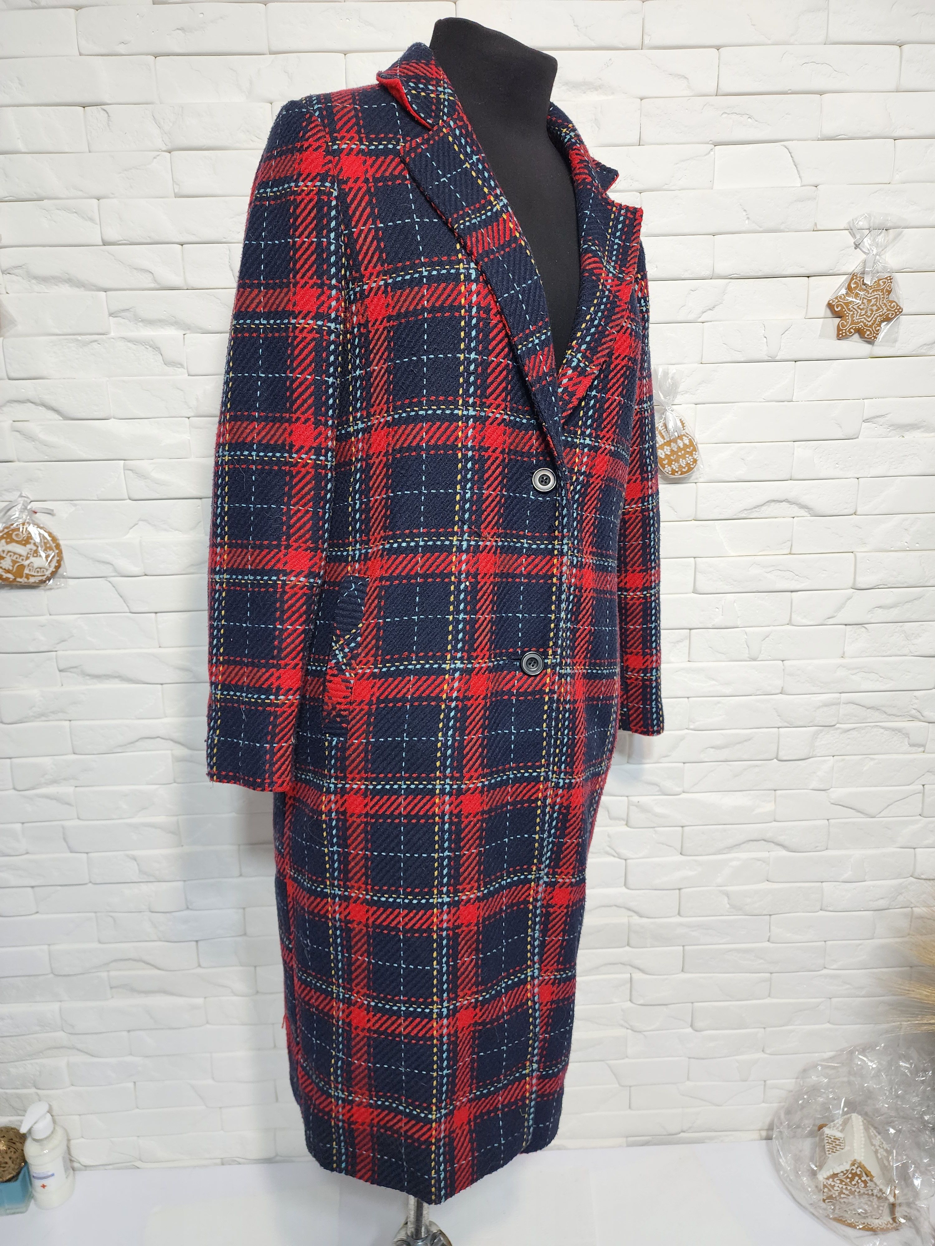 Primark Black and Red Trench Coat: Long Women's Coat Size L / US 10 / IT 46 - 3 Thumbnail
