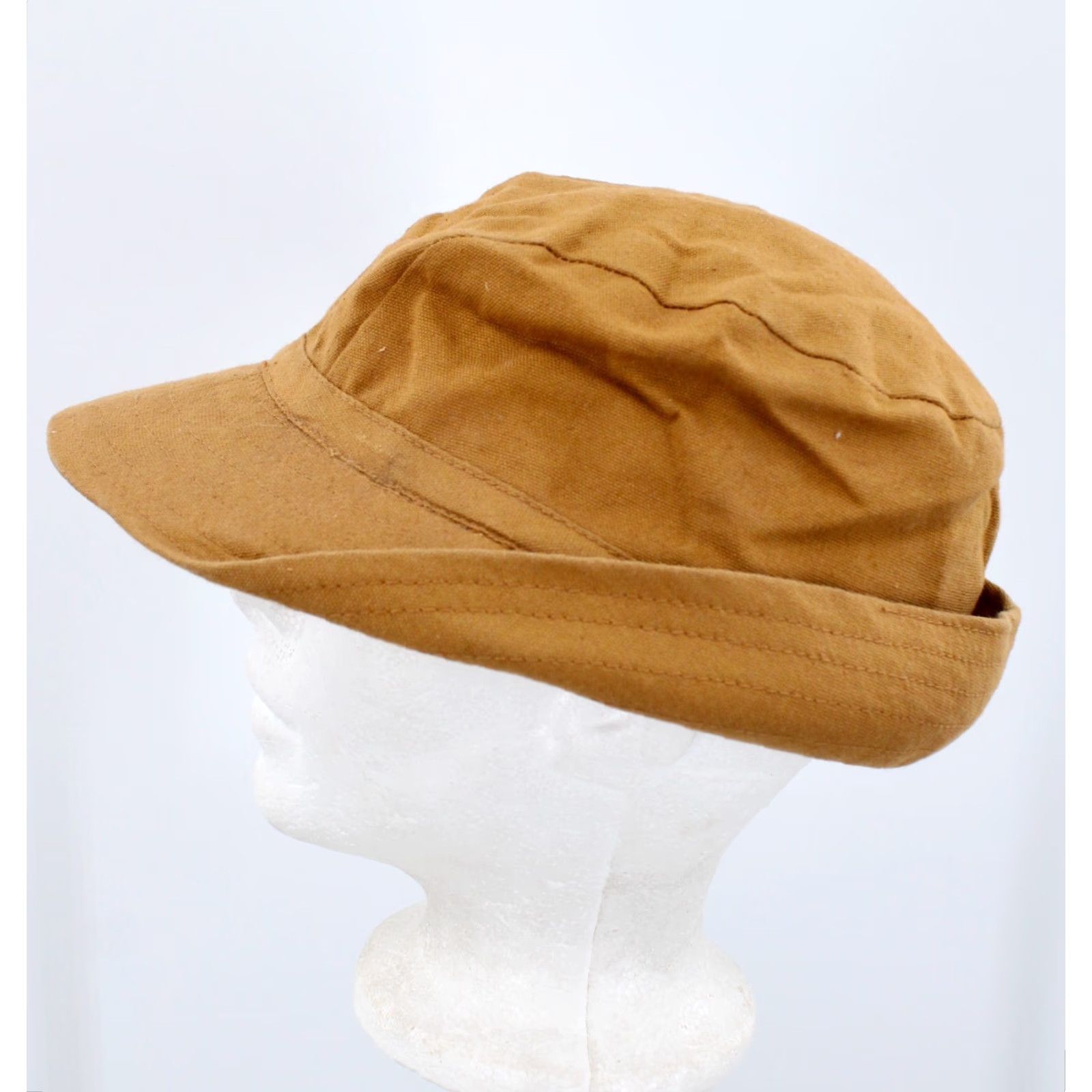 Vintage Men's VTG 1930s Brown Duck Canvas Hunting Cap Sz 7 1/8 Hat 30s Size ONE SIZE - 3 Thumbnail