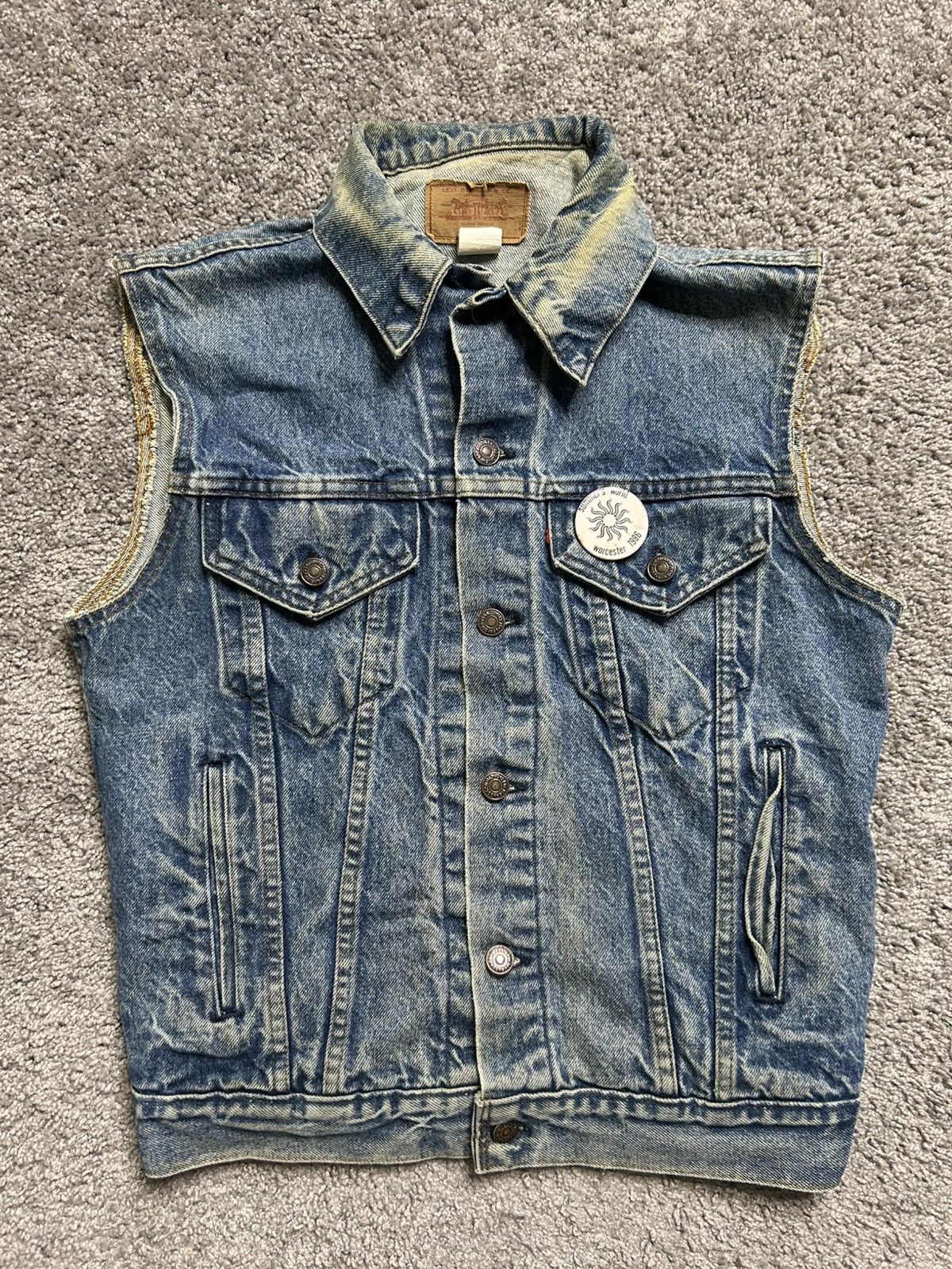 Levi's Vintage 80s Levi’s Denim Vest Jacket Button USA Faded Size US S / EU 44-46 / 1 - 1 Thumbnail