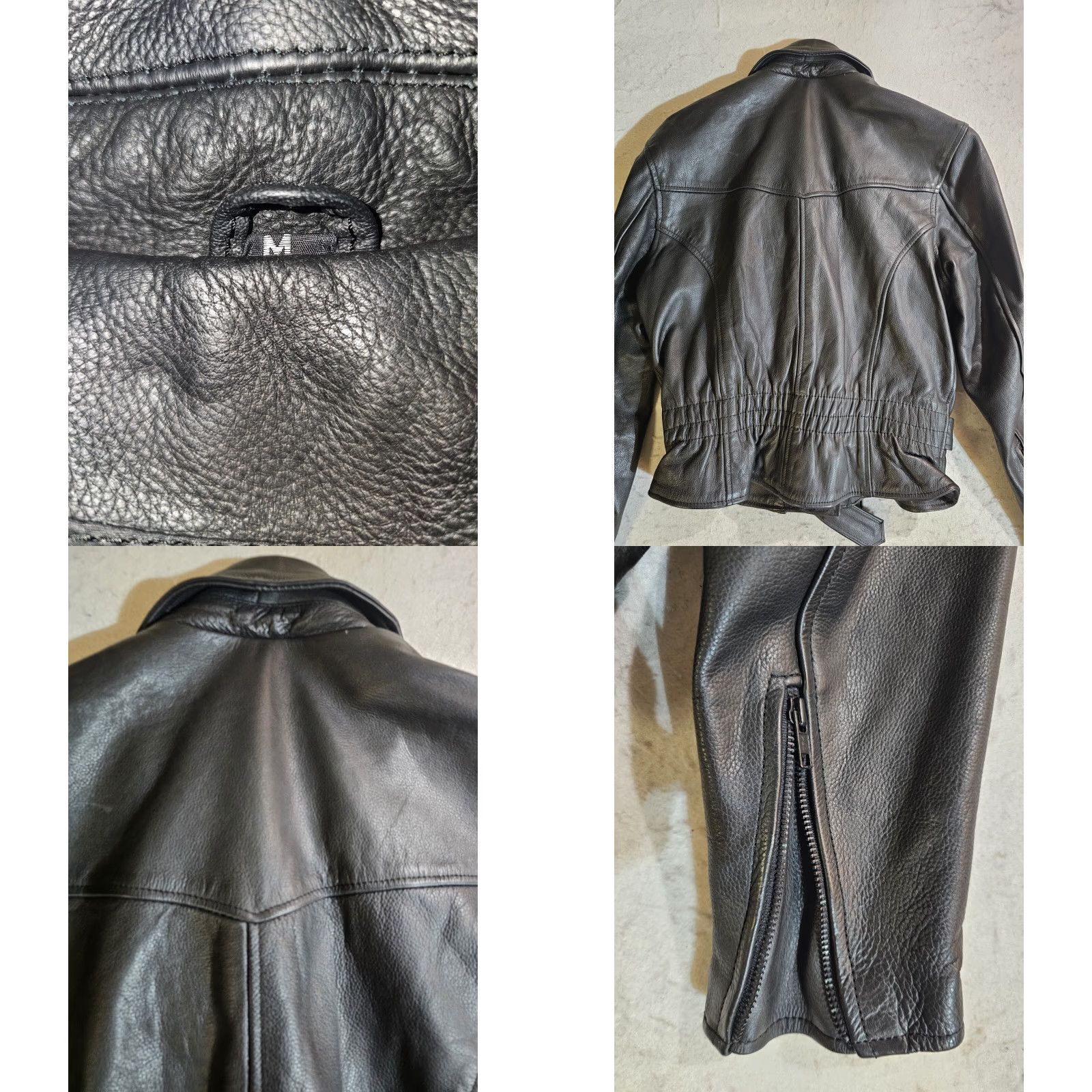 Vintage VINTAGE Leather Motorcycle Jacket Full-Zip Belted Heavyweight 90s Women’s Sz Medium Black Size M / US 6-8 / IT 42-44 - 8 Thumbnail