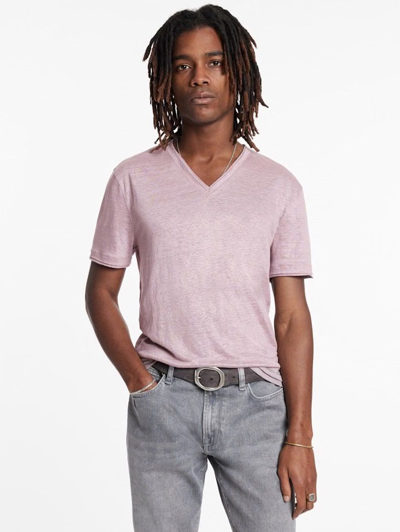John Varvatos Wooster V-Neck linen tee. Medium Size US M / EU 48-50 / 2 - 1 Thumbnail
