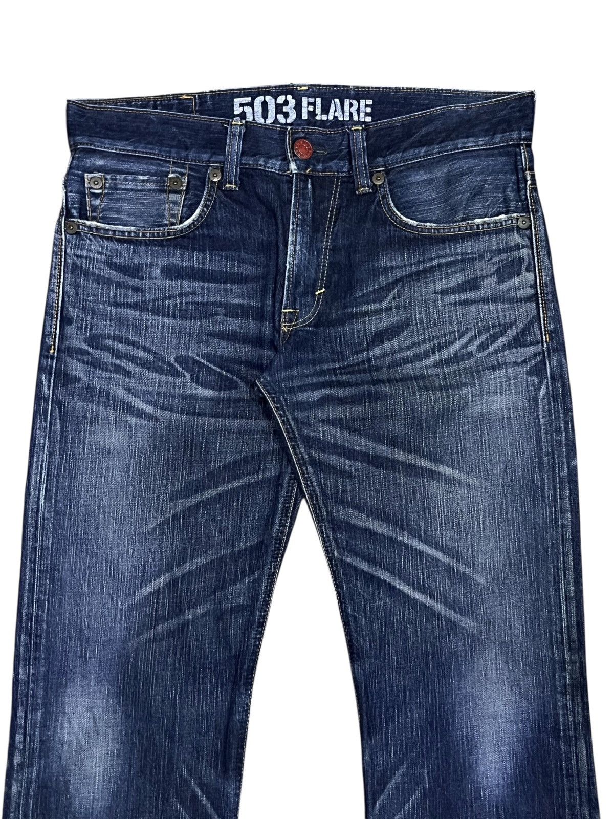 Edwin Vintage 503 FLARE Blue Trip Japan Denim Rare Harajuku Grunge Size US 32 / EU 48 - 4 Thumbnail