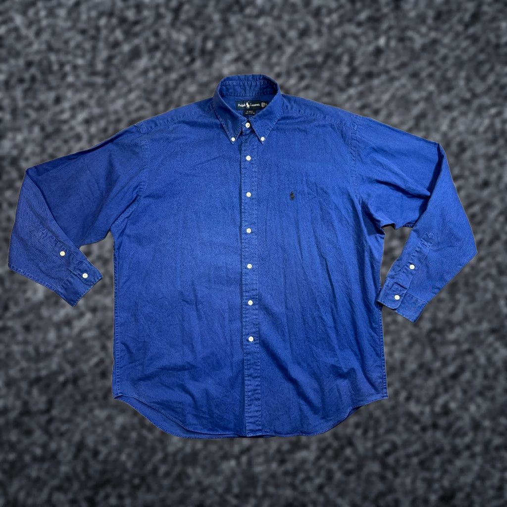 Polo Ralph Lauren VINTAGE Polo Ralph Lauren Workshirt Button-Up Shirt Men L Blue Cotton Size US L / EU 52-54 / 3 - 1 Thumbnail