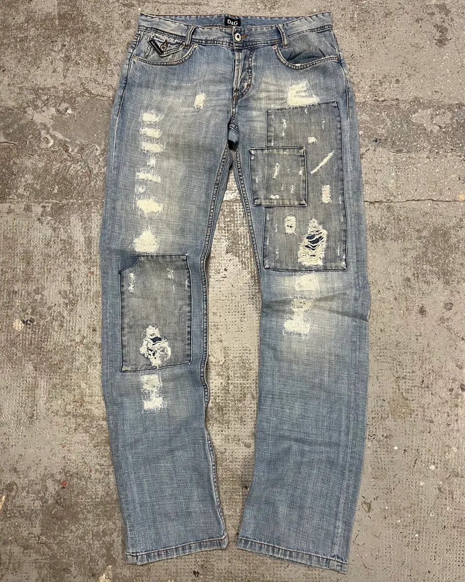 Dolce & Gabbana 2000s Dolce & Gabbana Patches Blue Denim Jeans Size US 31 - 1 Thumbnail