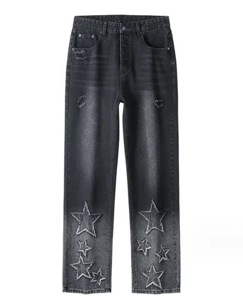 VIBE Street star embroidered washed gradient jeans Size US 34 / EU 50 - 4 Thumbnail