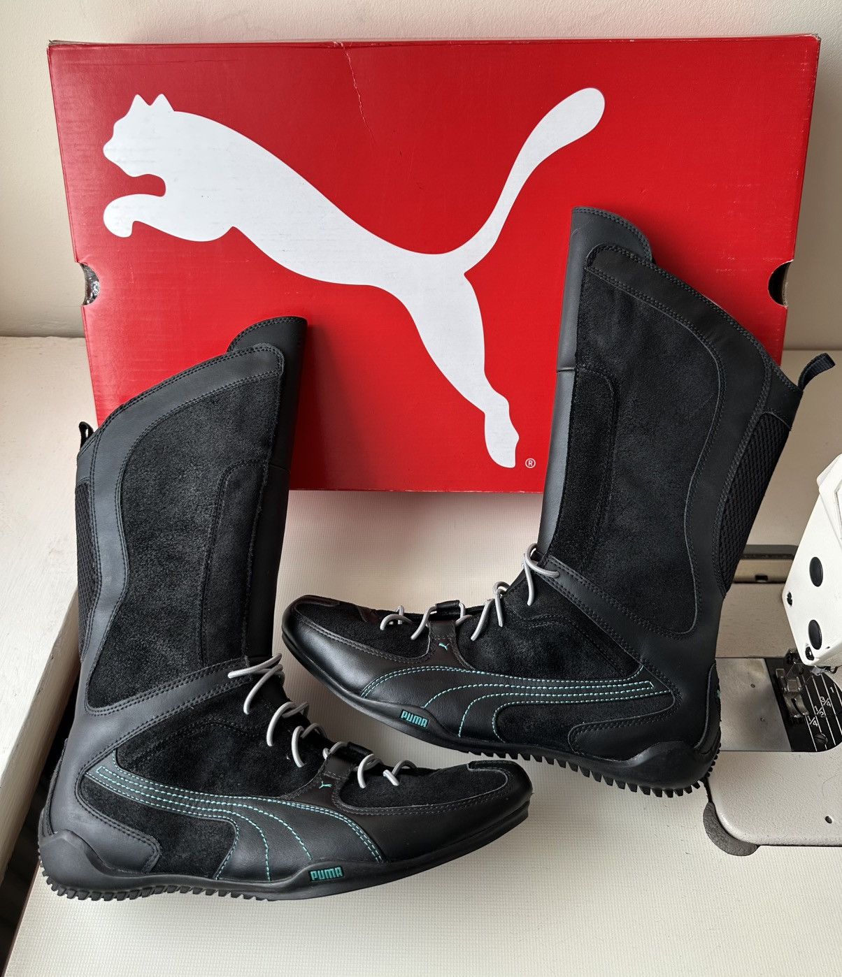 Puma Puma London Trail mid black leather biker boots side zip Size US 8.5 / IT 38.5 - 1 Thumbnail