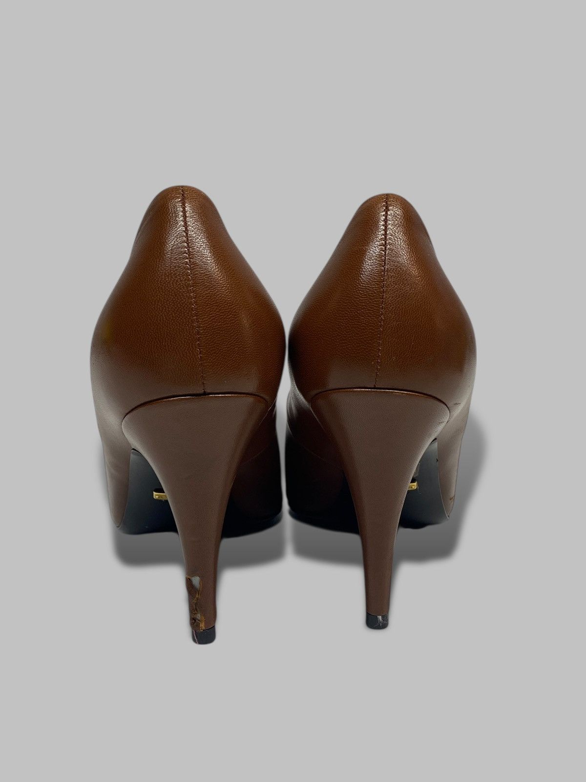 Gucci Gucci Brown Leather Blanca Pointed Toe Pump Heels RRP 700$ Size US 7 / IT 37 - 6 Thumbnail