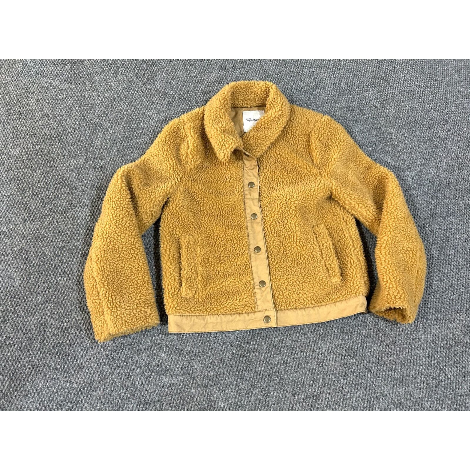 Madewell Madewell Jacket Women XS Tan Teddy Fleece Snap Front Cozy Retro Solid Brown Long Sleeve Mid-Length Regular Fit Vintage: No Size XS / US 0-2 / IT 36-38 - 2 Thumbnail
