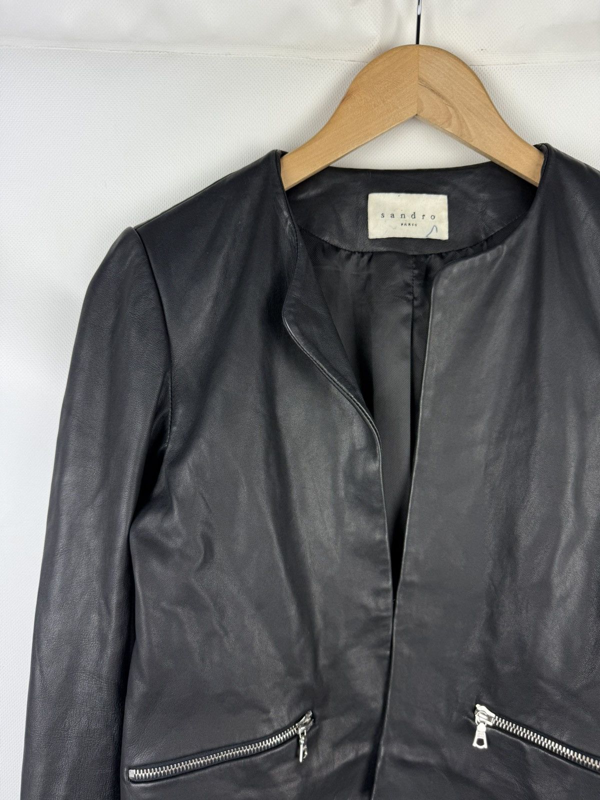 Sandro Sandro Paris Ladies Lamb Leather Biker Jacket Size ~ L Size L / US 10 / IT 46 - 4 Thumbnail