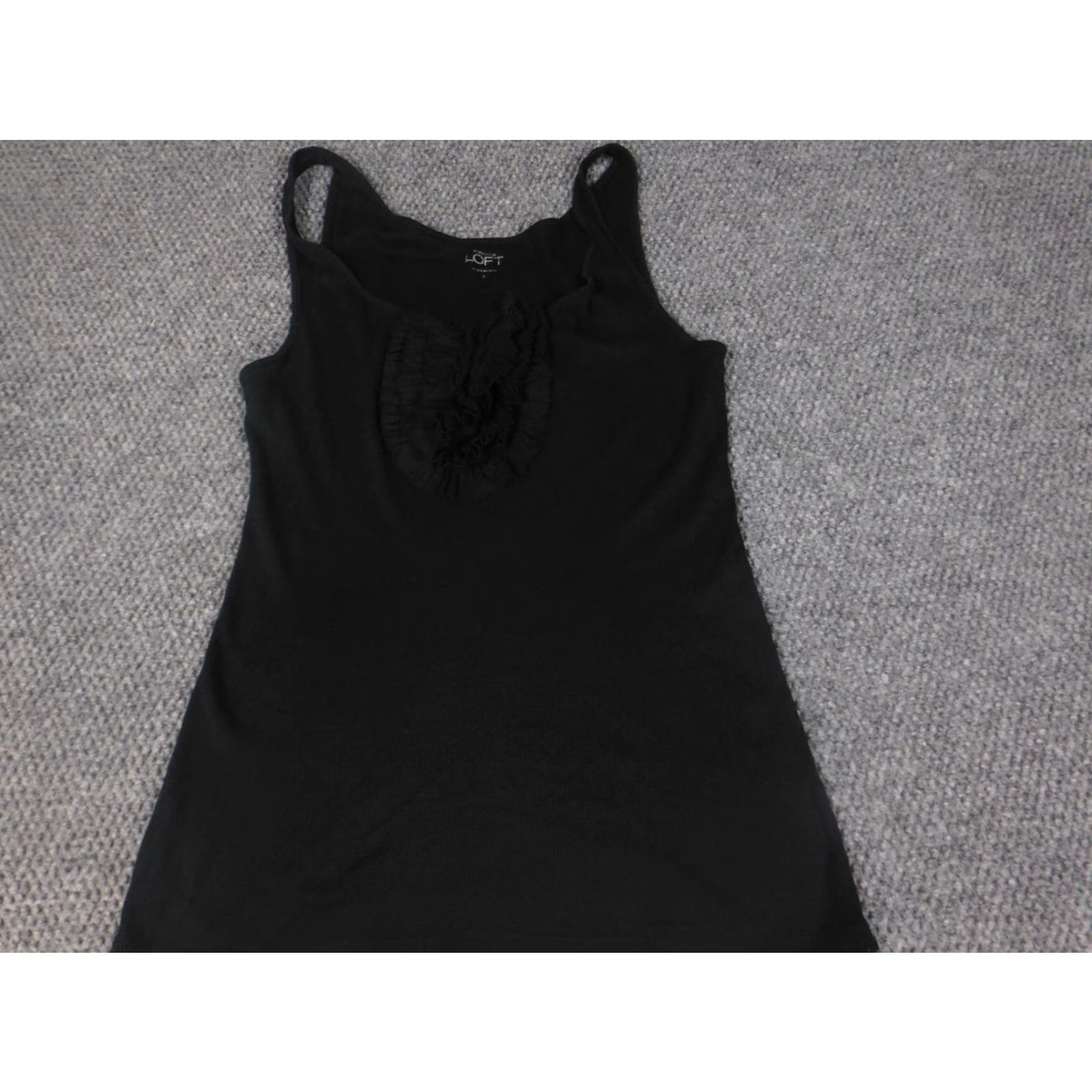 Ann Taylor Ann Taylor Loft Womens Tank Shirt L Black Cotton Sleeveless Collared Button Pullover Casual Basic Size L / US 10 / IT 46 - 3 Thumbnail