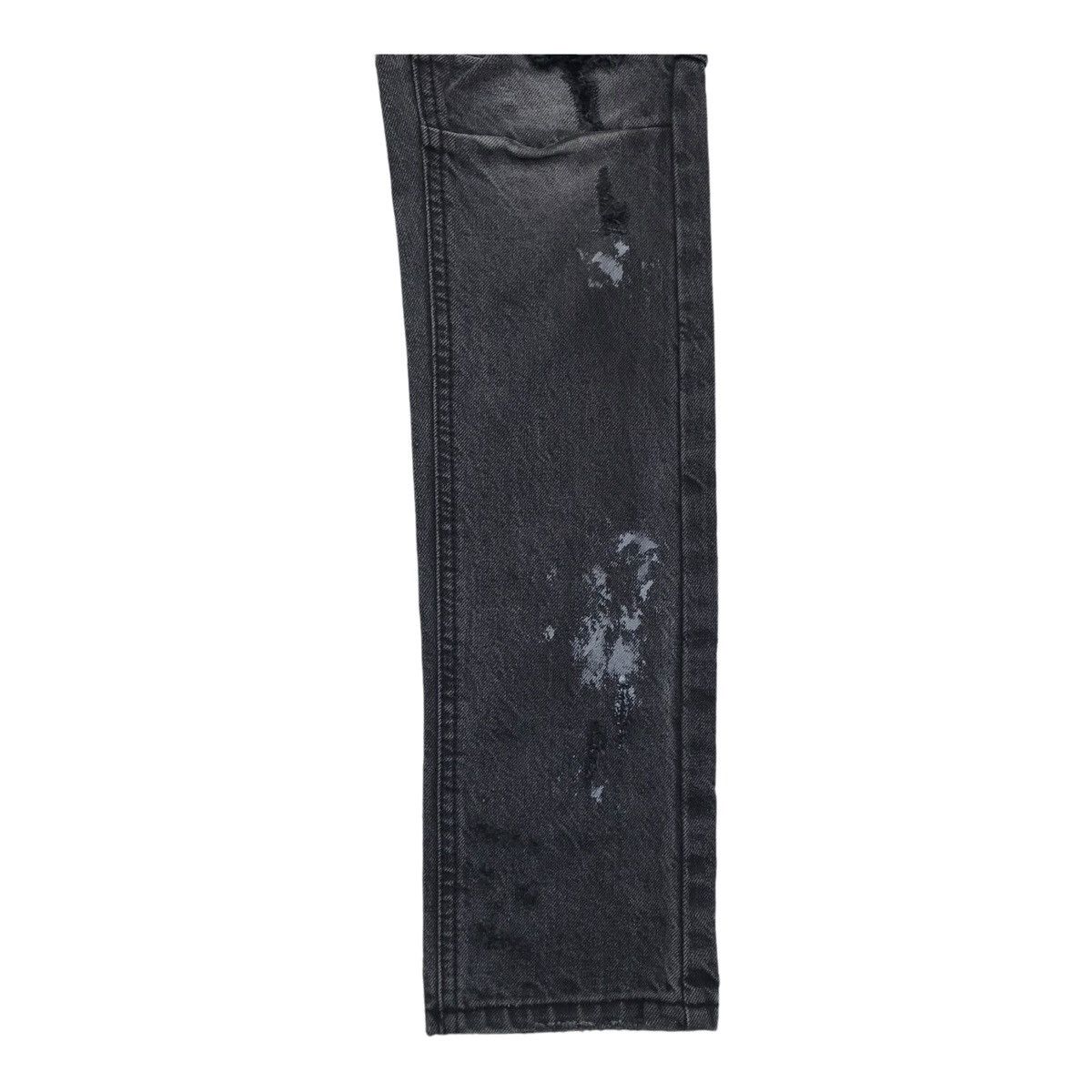 Japanese Brand Dot & Stripe Paint Splash Distressed Black Skinny Denim Pant Size US 31 - 7 Thumbnail