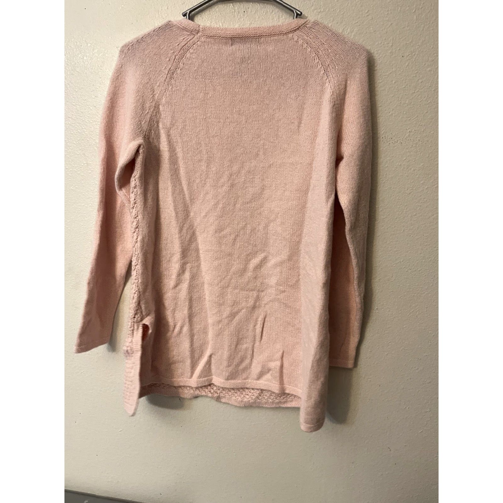 Lands' End Lands' End Women's Soft Pink Cable Knit Long Sleeve Pullover Sweater Size M/P Size M / US 6-8 / IT 42-44 - 2 Thumbnail