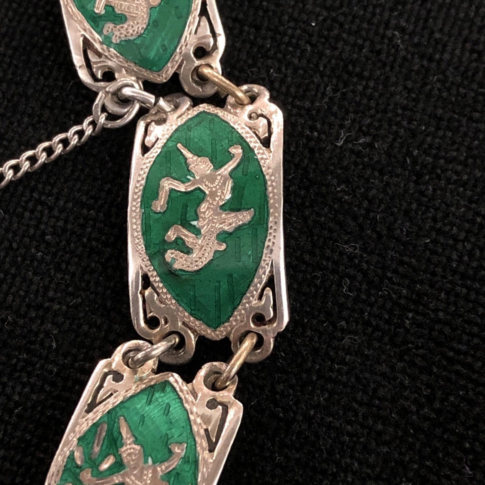 Other SIAM STERLING NIELLO GREEN ENAMEL GODDESS DANCER THAI Size ONE SIZE - 3 Thumbnail