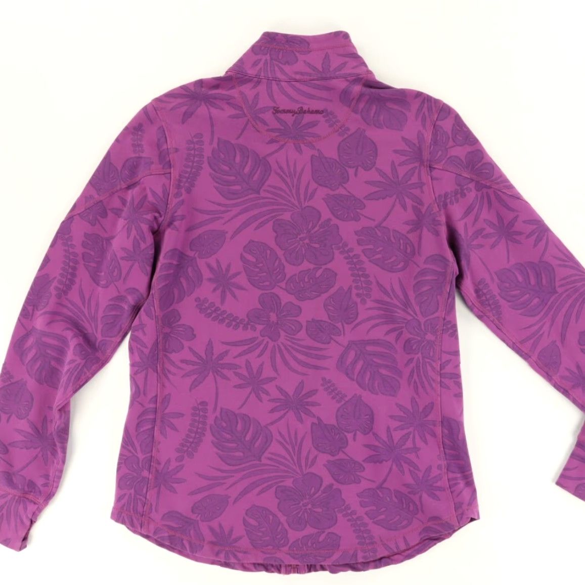 Tommy Bahama Tommy Bahama Jen Terry Monstera Mash Stretch Floral Mock Long Sleeve Jacket Pink Women's L Shirt Size L / US 10 / IT 46 - 4 Thumbnail