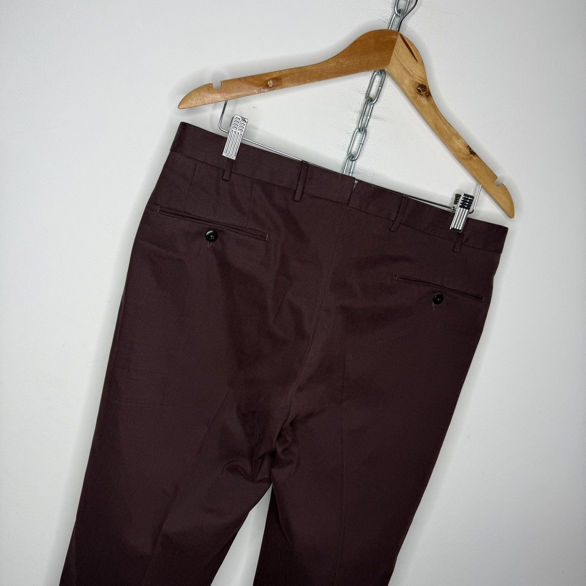 Ermenegildo Zegna Ermenegildo Zegna Burgundy Chino Premium Cotton Pants Size US 33 - 7 Thumbnail