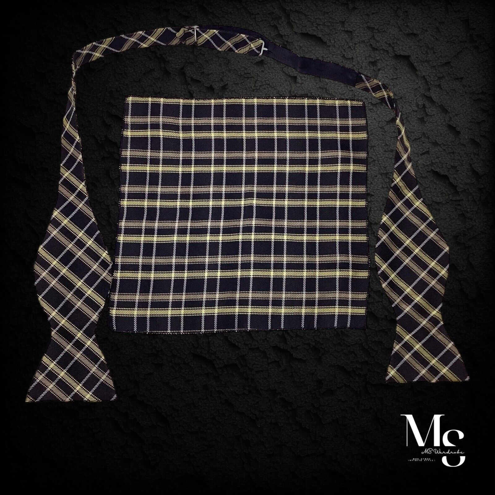 Other AMAZING Black Green Plaid &Cheks Set Adjus Self Bow Tie Tie Size ONE SIZE - 1 Thumbnail