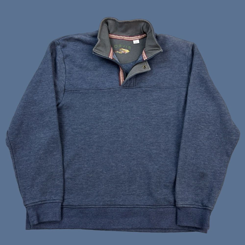 Orvis VINTAGE Orvis Pullover Sweatshirt 1/4 Zip Mens XL Blue Outdoor Casual Logo Embroidered Mock Neck Sportswear Size US XL / EU 56 / 4 - 1 Thumbnail