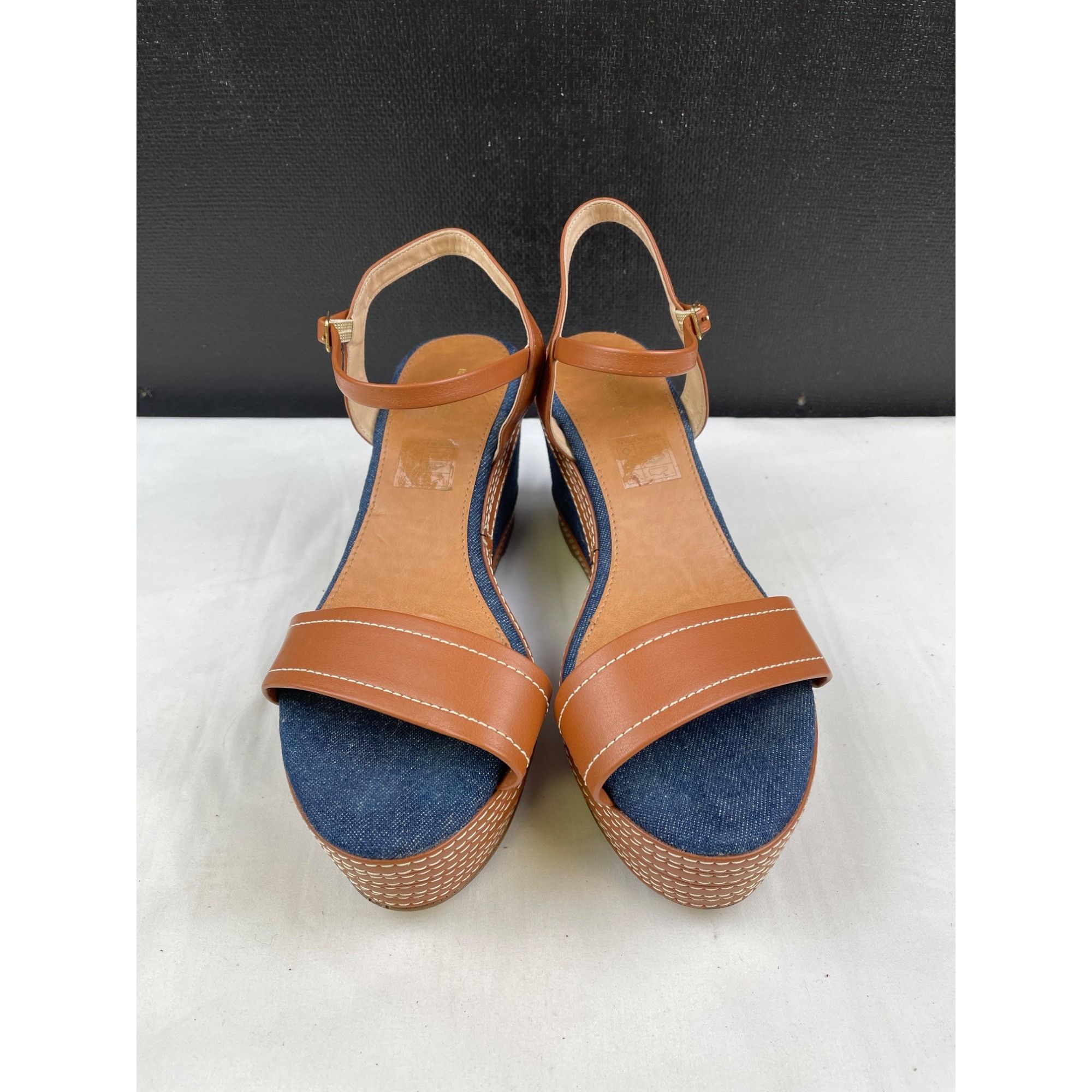 Other Rebecca Valenti Womens Tan&Blue Shoes/ Wedge Sandals Heel 3. Size US 8 / IT 38 - 1 Thumbnail
