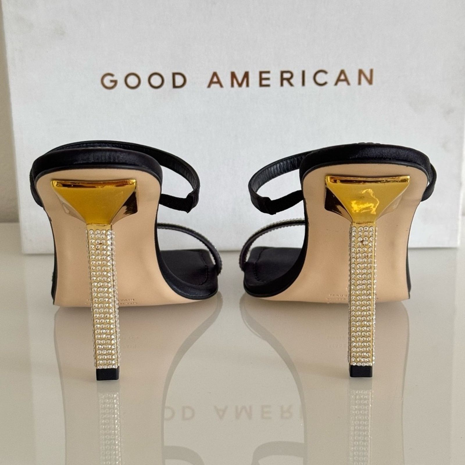 Good American NEW! Good American Heels, Size 9,5 Satin Black with Crystals Size US 9.5 / IT 39.5 - 10 Thumbnail