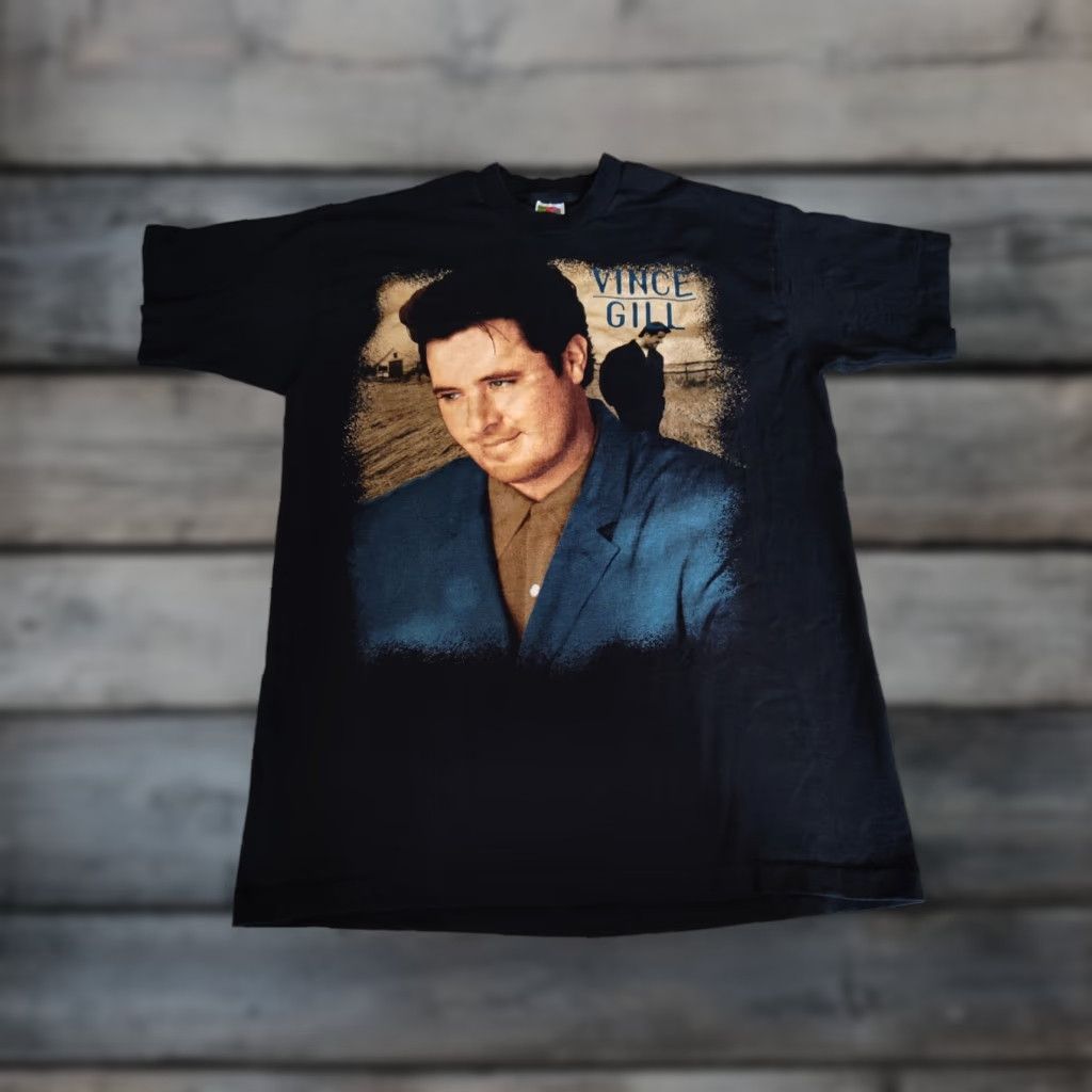 Fruit Of The Loom VINTAGE Vince Gill Tour T-Shirt Size XL Black 90s Single Stitch Men Music Shirt XL Black Vince Gill Tour Tee Size US XL / EU 56 / 4 - 1 Thumbnail