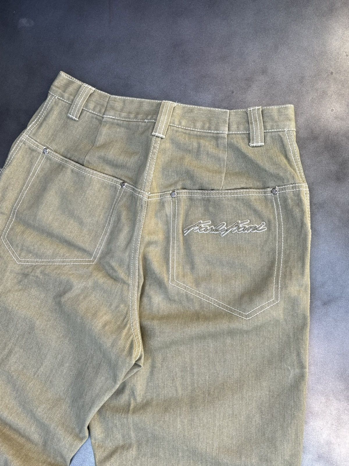 Karl Kani × Vintage 1990s Karl Kani Jeans Vintage Baggy Green Denim Tupac Rap 30 Size US 29 - 3 Thumbnail