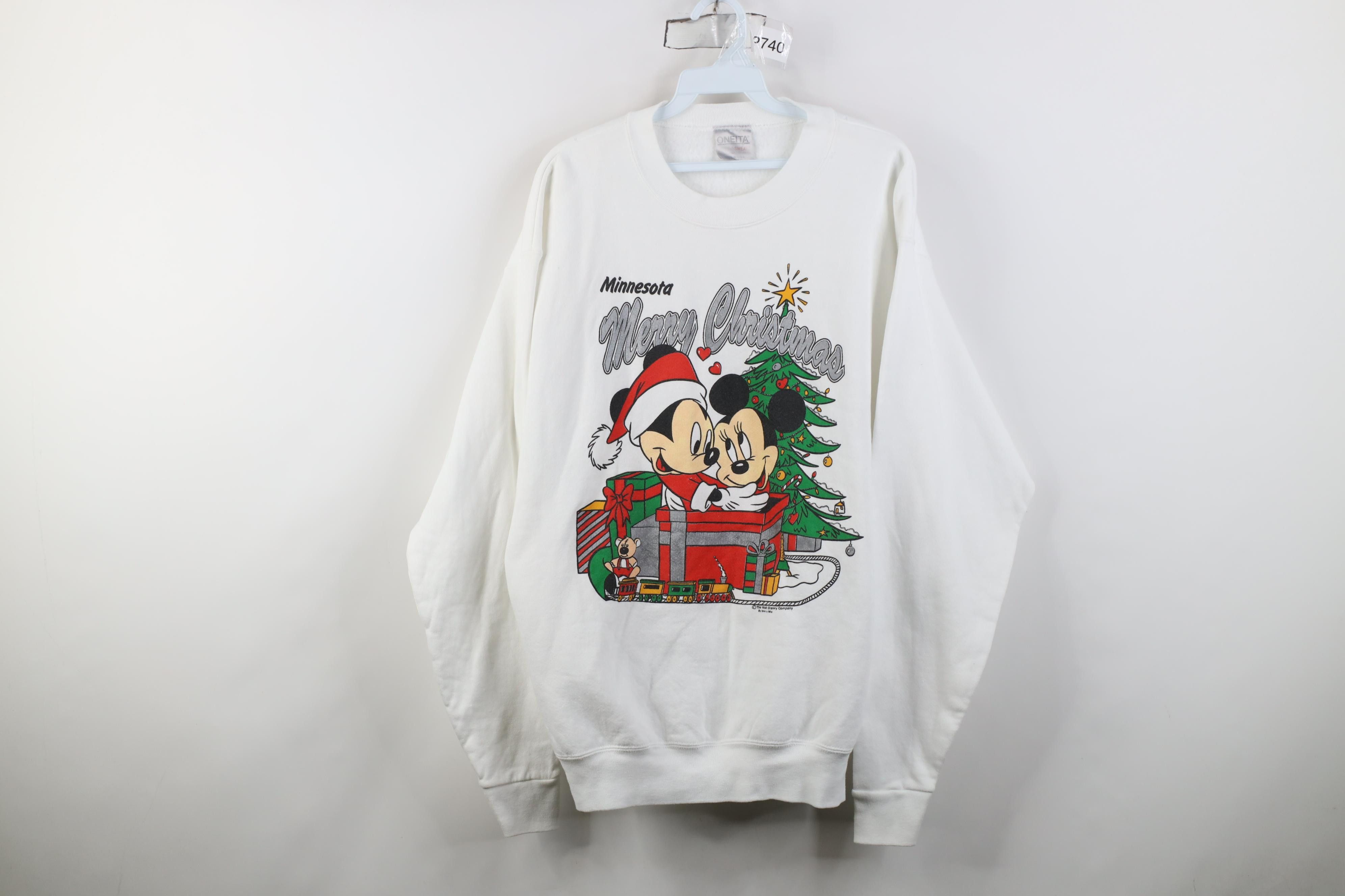 Vintage Vintage 90s Disney Christmas Mickey Minnie Mouse Sweatshirt Size L / US 10 / IT 46 - 1 Thumbnail