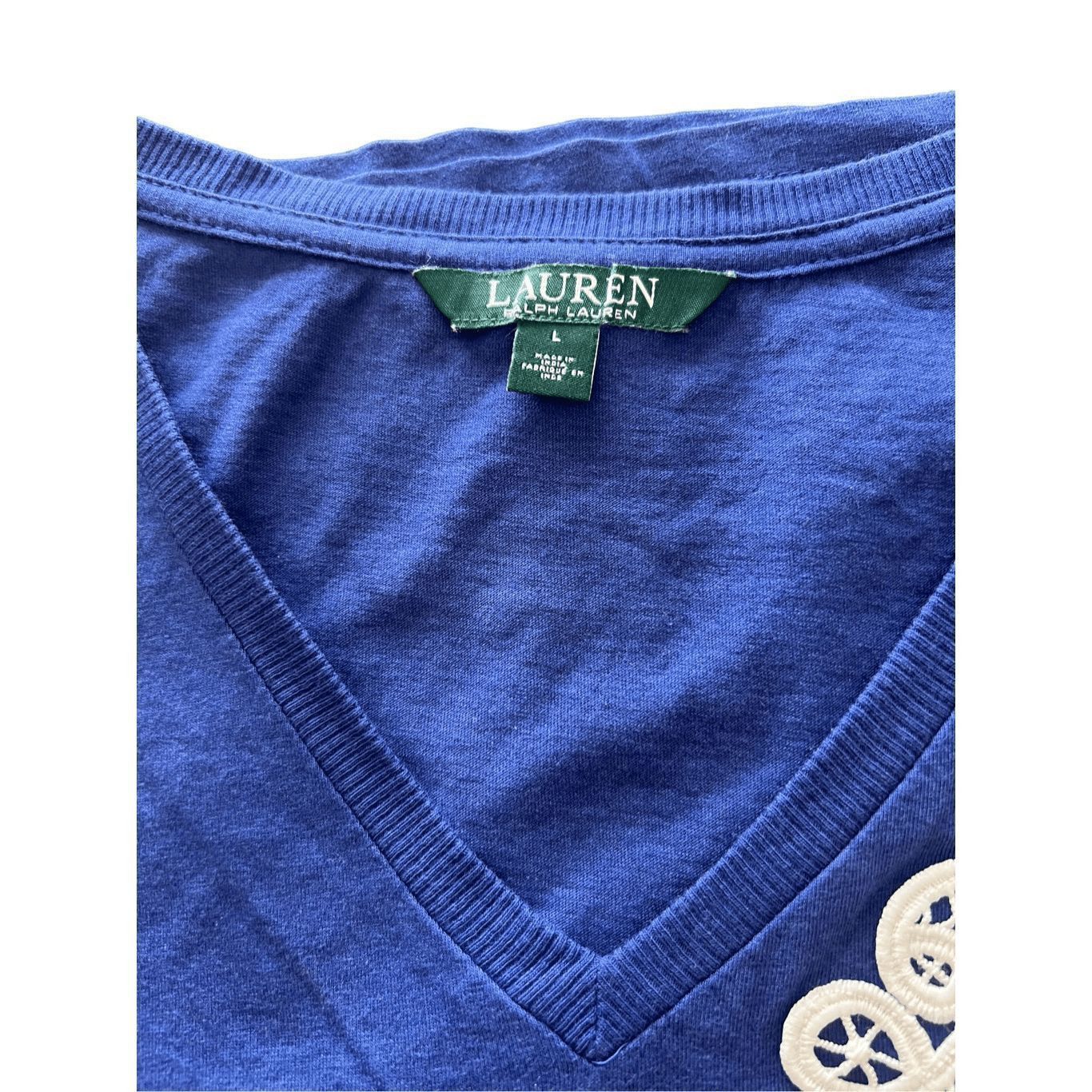 Ralph Lauren Lauren Ralph Lauren Lace-Patch V-Neck TShirt size Large Size L / US 10 / IT 46 - 5 Thumbnail