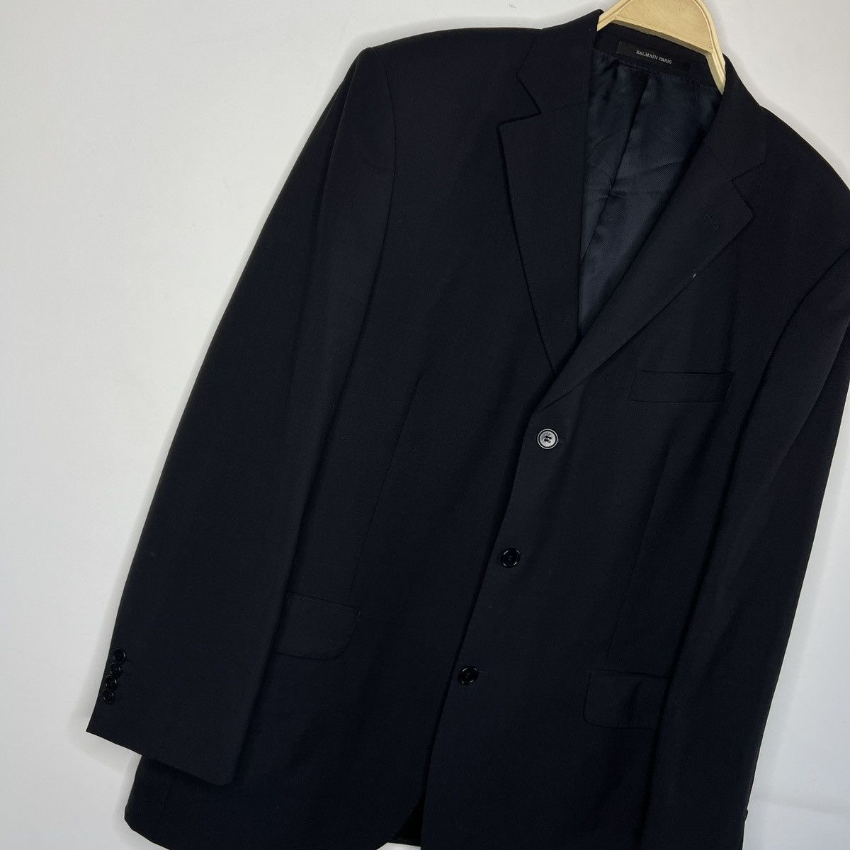 Balmain × Vintage Vintage BALMAIN Black Blazer Wool Jacket L size 42r Size 42R - 3 Thumbnail