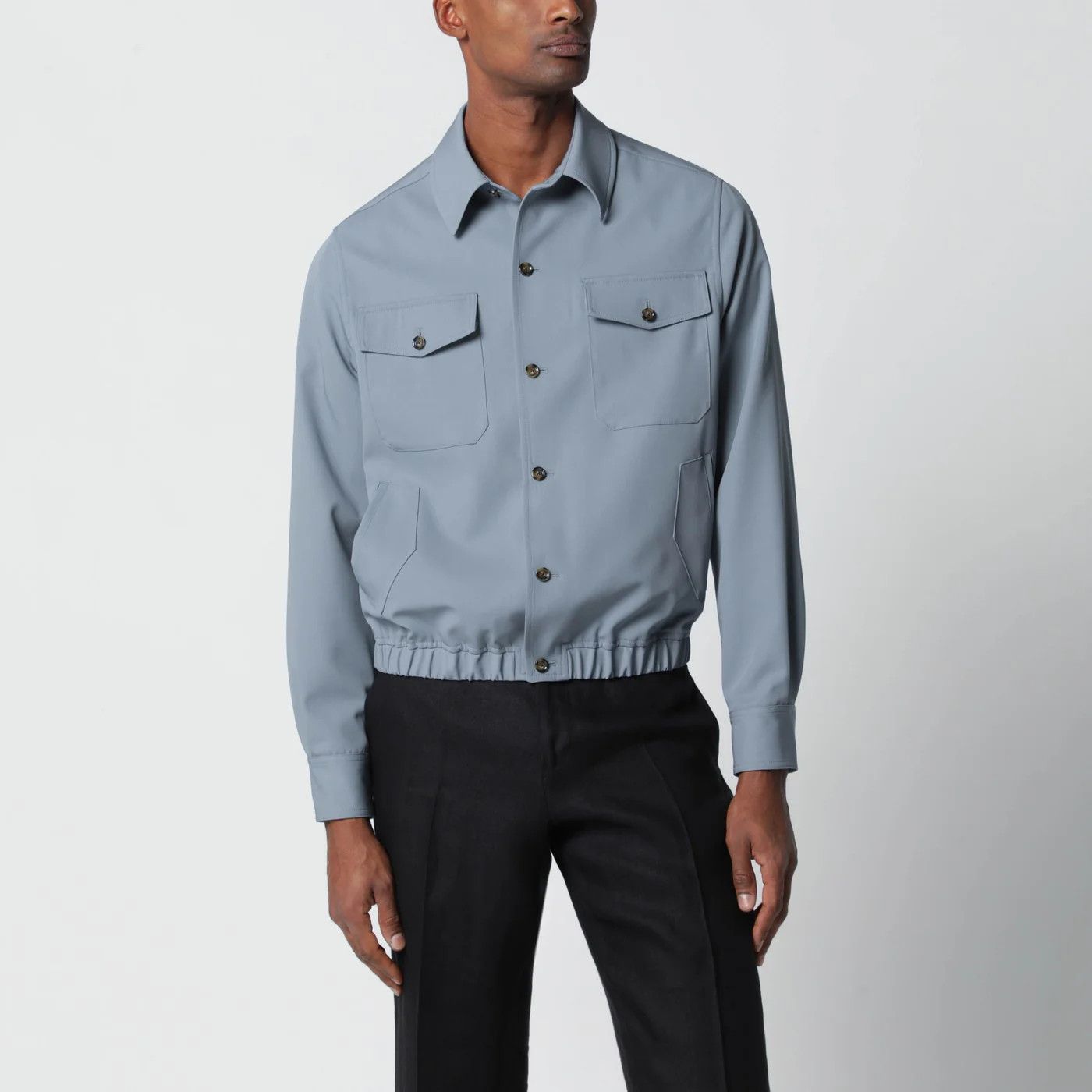 Lardini o1d2blof0526 Wool Shirt Jacket in Gray Size US XL / EU 56 / 4 - 1 Thumbnail