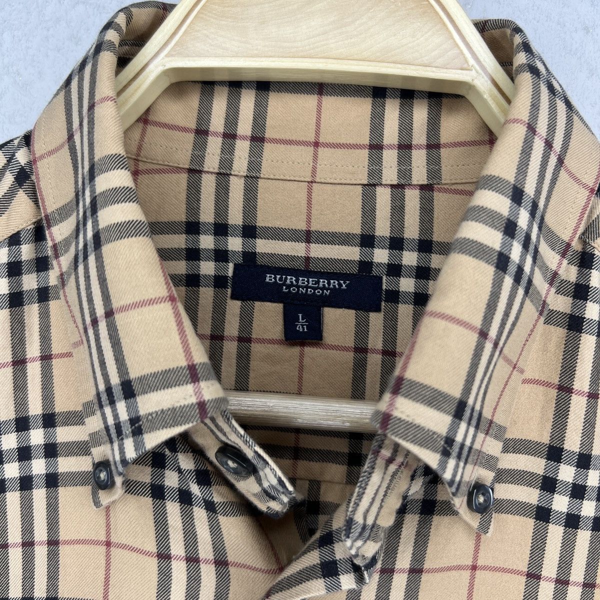 Burberry × Vintage Burberry London Nova Check Pattern Button Up Shirt Beige Size US L / EU 52-54 / 3 - 5 Thumbnail