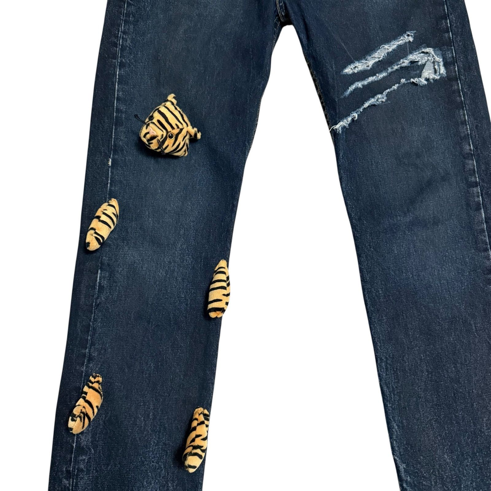 Levi's Reworked Levi's Jeans Tiger Attack Customized Modified OOAK Size US 31 - 9 Thumbnail