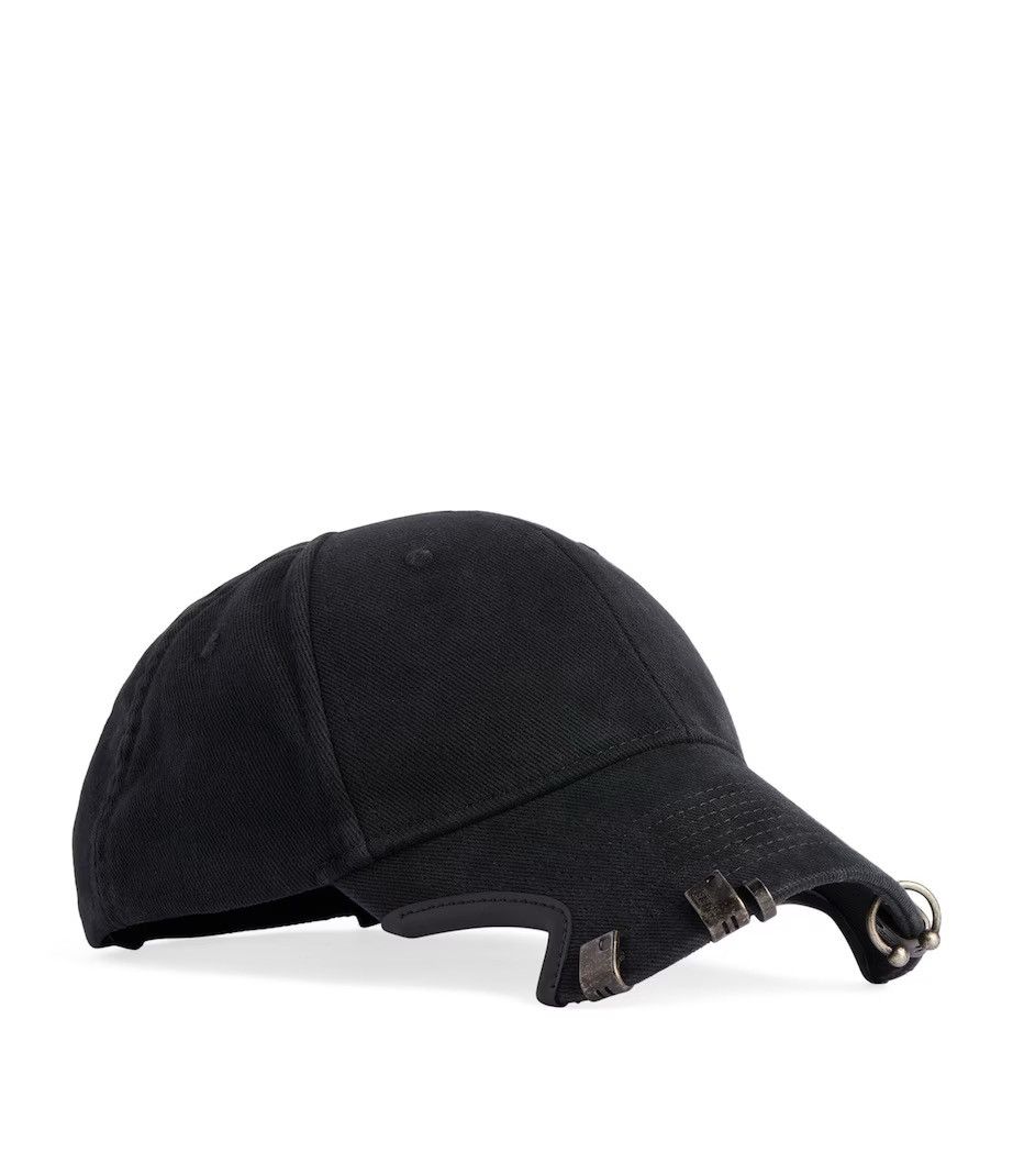 Balenciaga Logo embellished distressed pierced baseball cap Size ONE SIZE - 2 Thumbnail