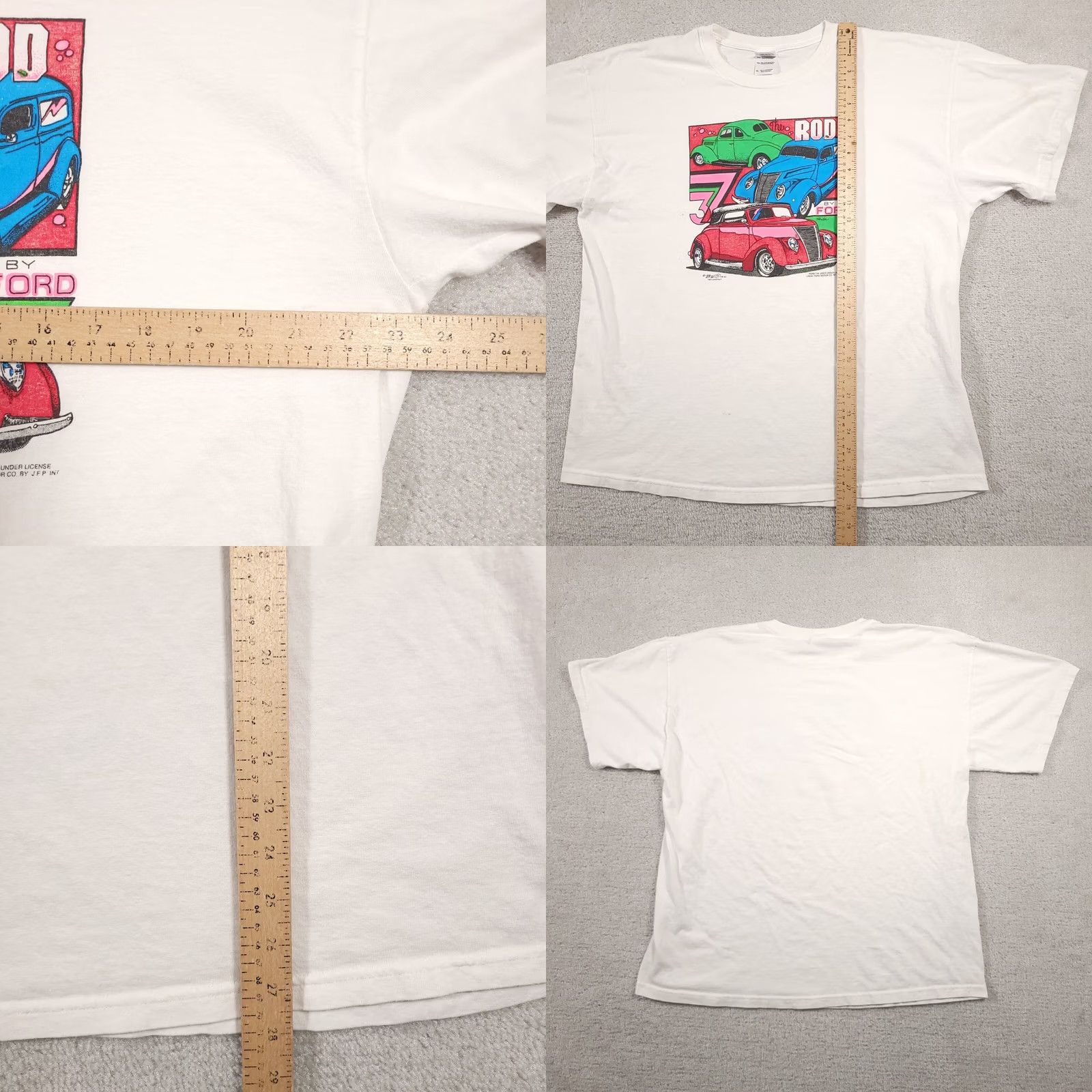 Gildan VINTAGE The Rod By Ford Classic Cars T Shirt Mens XL Graphic Hot Rod Shirt Mens XL White Cotton Jersey Gildan Cars 80s? Size US XL / EU 56 / 4 - 8 Thumbnail