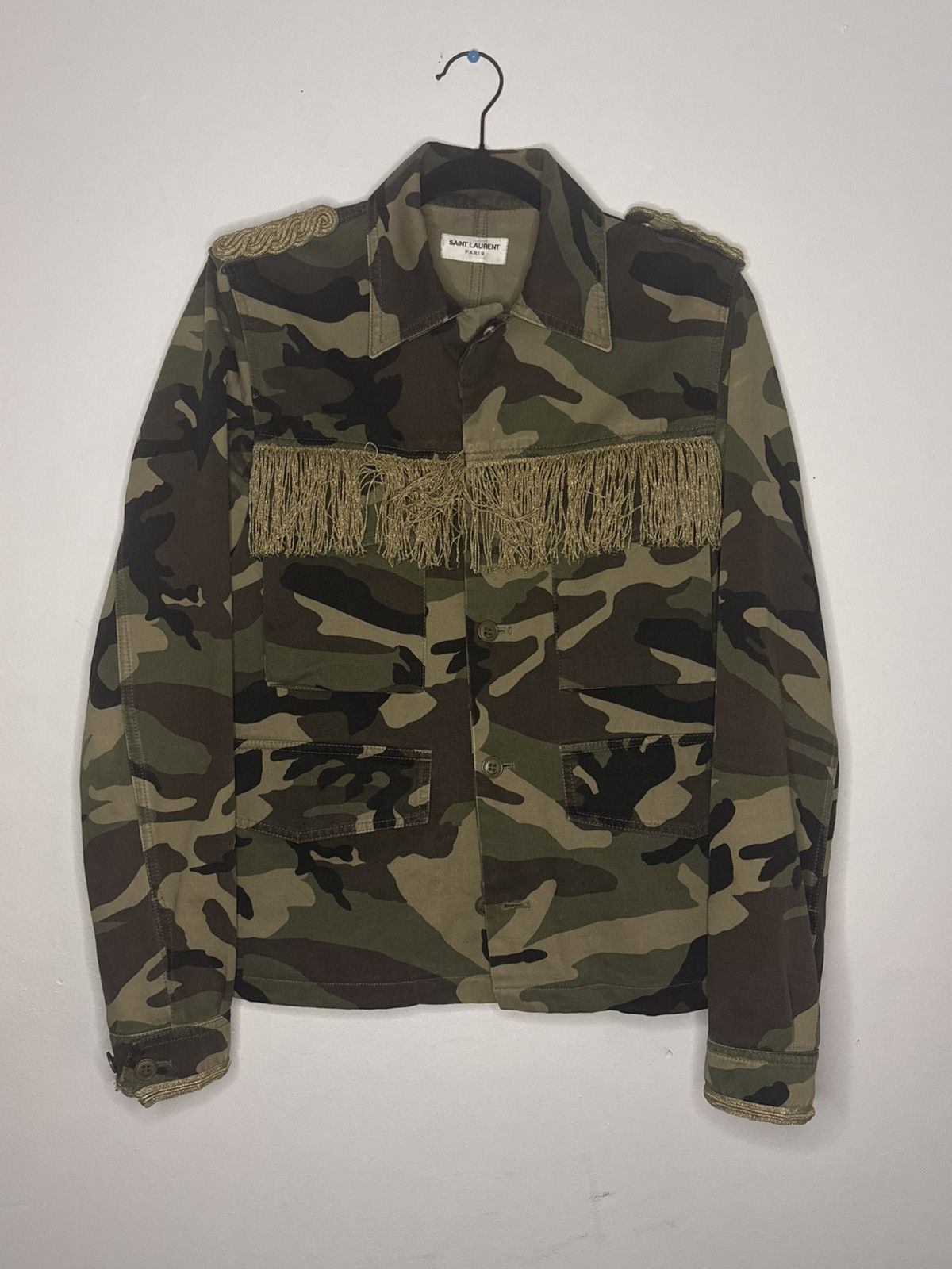 Saint Laurent Paris Saint Laurent Paris SS15 Psych Rock Fringed Military Jacket Size US M / EU 48-50 / 2 - 1 Thumbnail