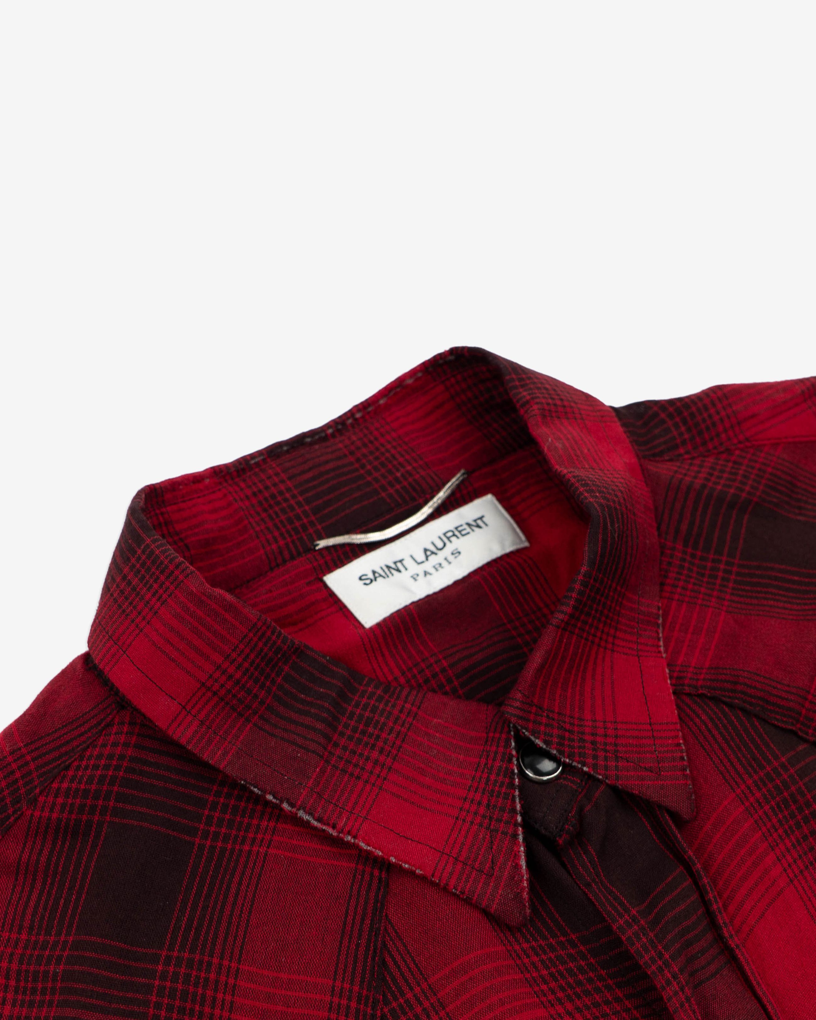 Saint Laurent Paris Red Checkered Flannel Shirt (SS16) Size US S / EU 44-46 / 1 - 4 Thumbnail